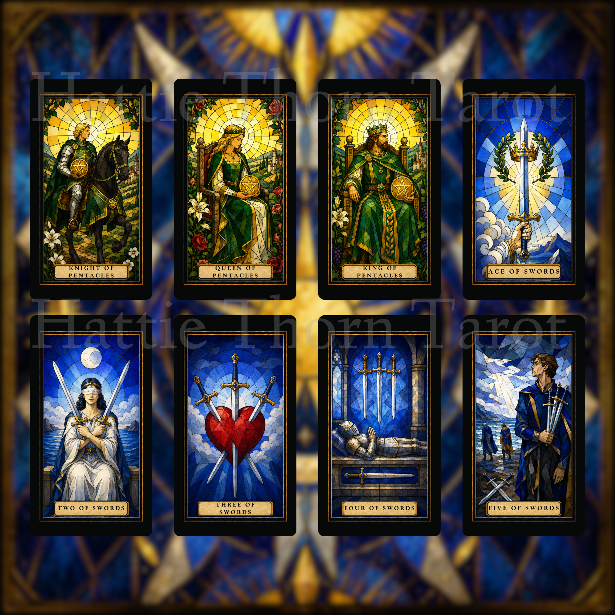 Stained Glass Tarot 💙 Timeless symbolism. Radiant colour. Traditional tarot, illuminated.