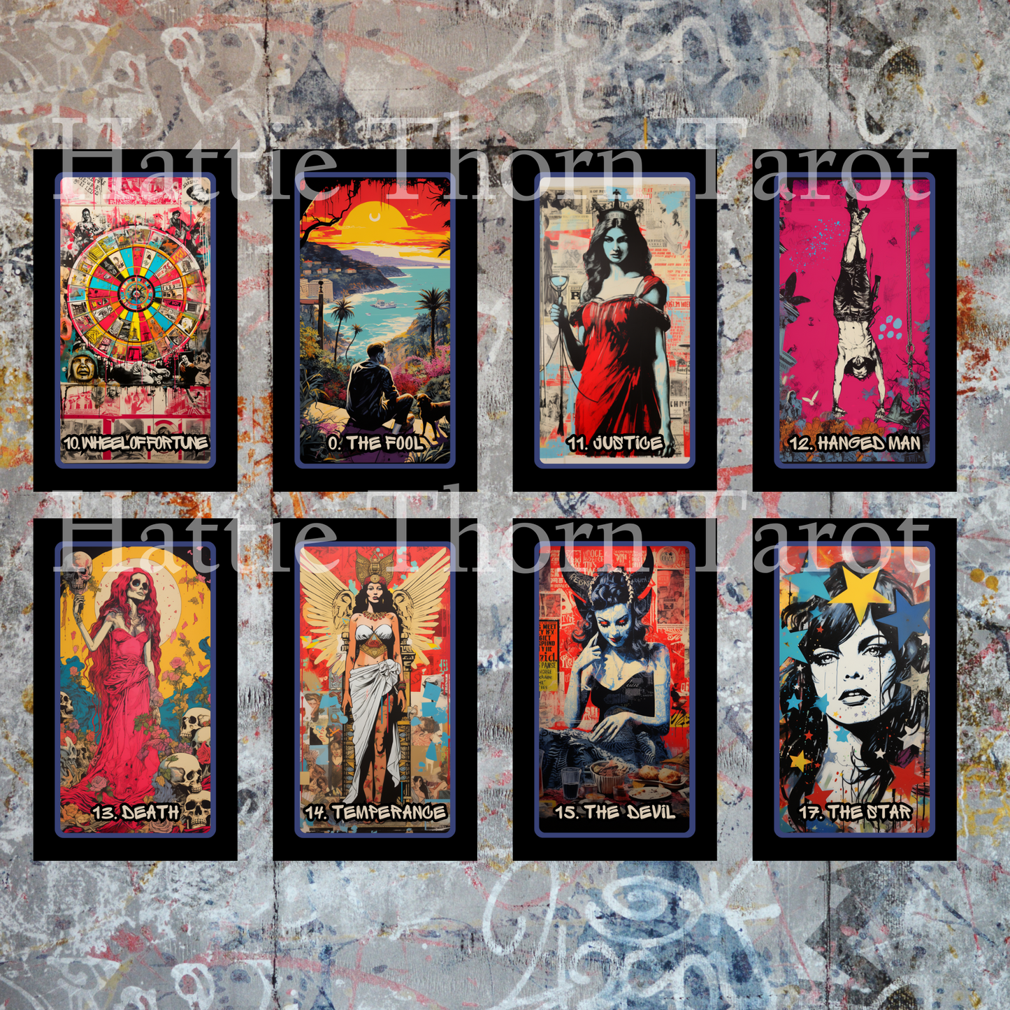 Urban Graffiti Tarot by Hattie Thorn. Original Design 78 Card Deck Based on Rider Waite including Urban Graffiti Tuck Box