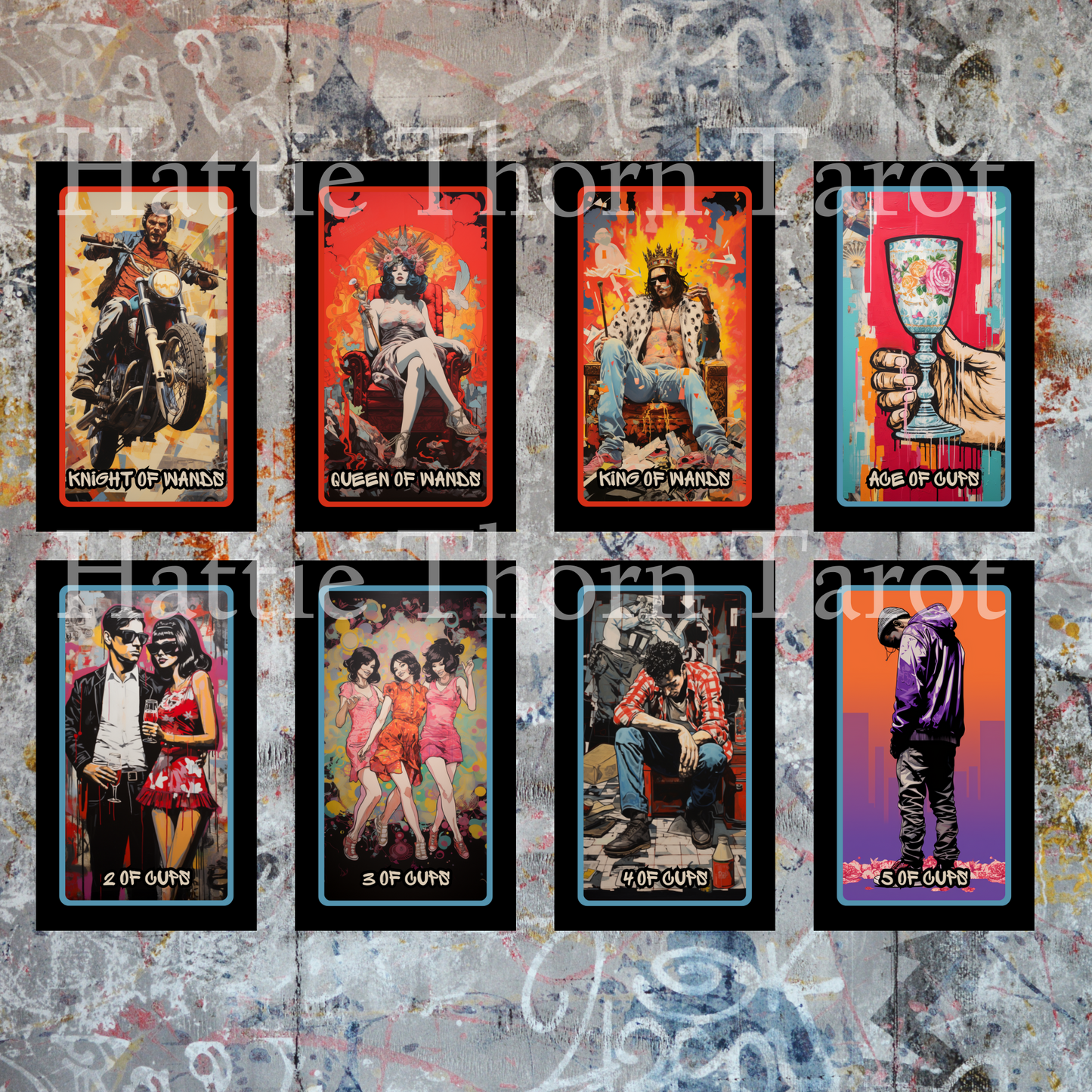Urban Graffiti Tarot by Hattie Thorn. Original Design 78 Card Deck Based on Rider Waite including Urban Graffiti Tuck Box