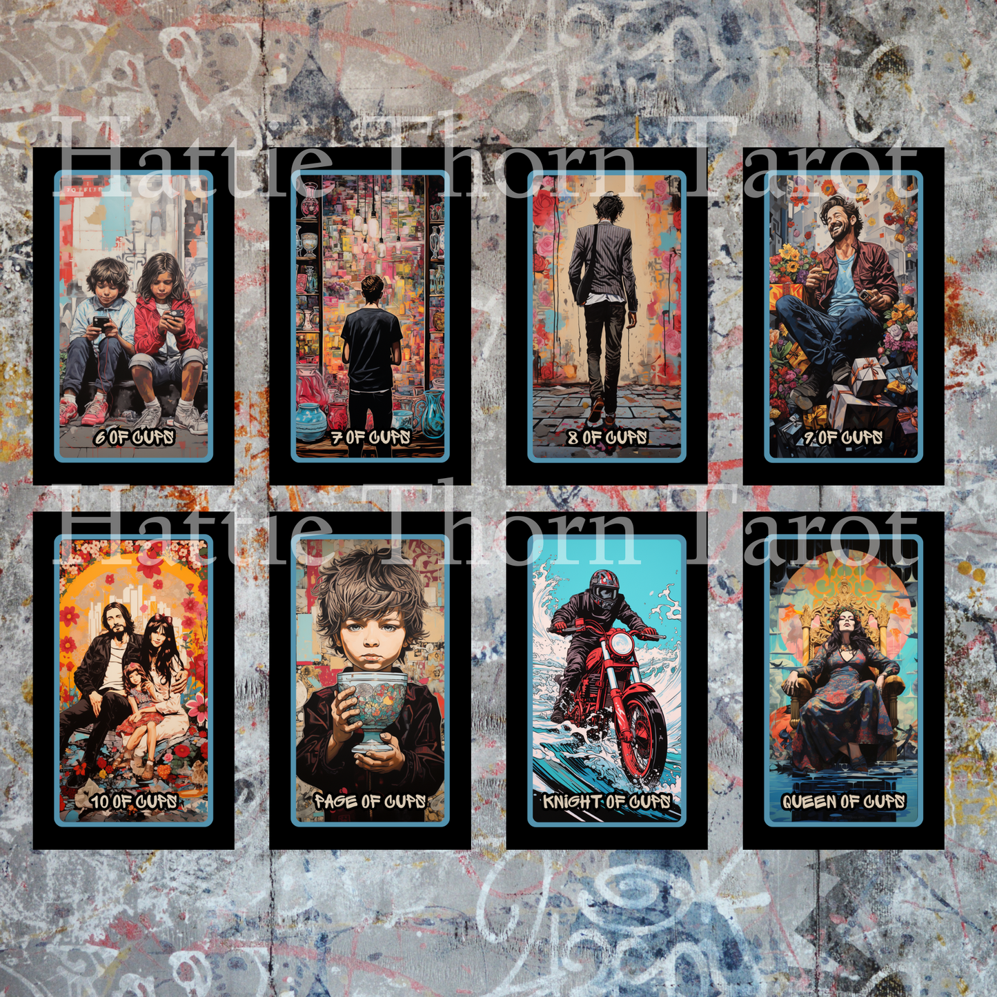 Urban Graffiti Tarot by Hattie Thorn. Original Design 78 Card Deck Based on Rider Waite including Urban Graffiti Tuck Box