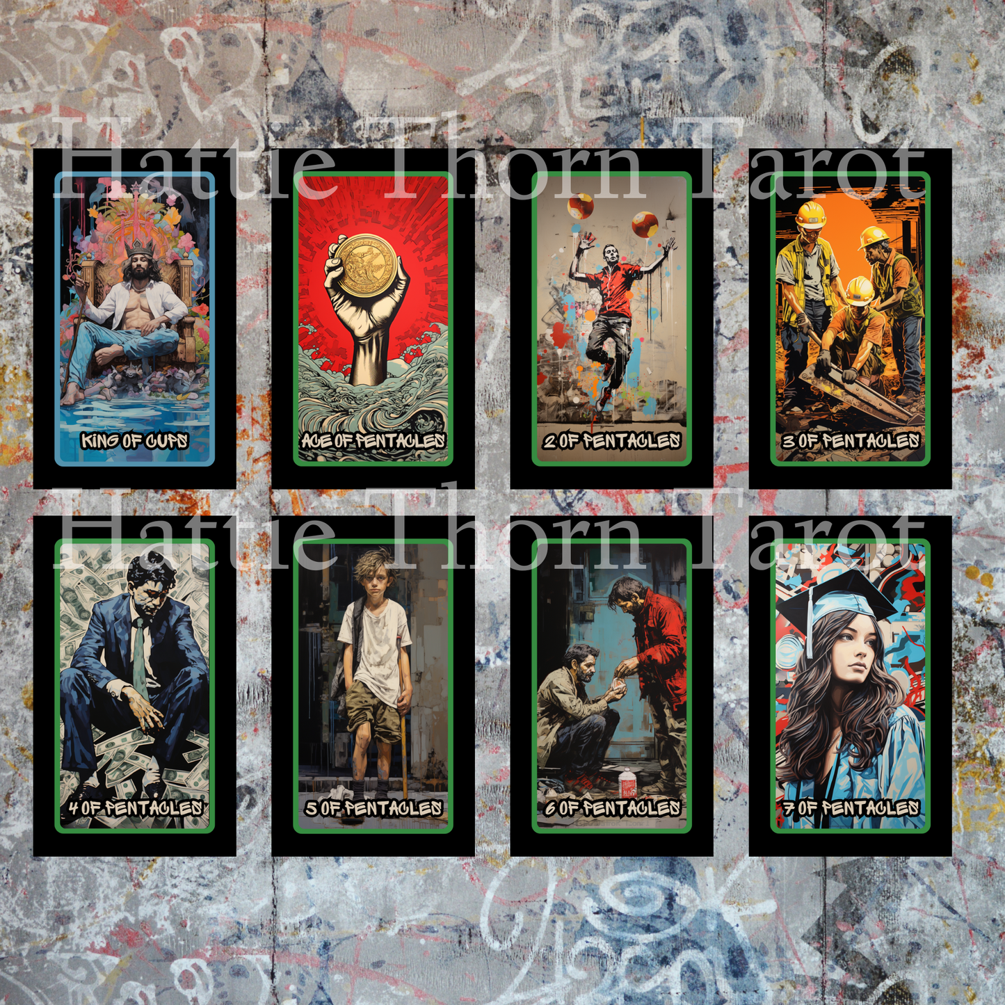 Urban Graffiti Tarot by Hattie Thorn. Original Design 78 Card Deck Based on Rider Waite including Urban Graffiti Tuck Box