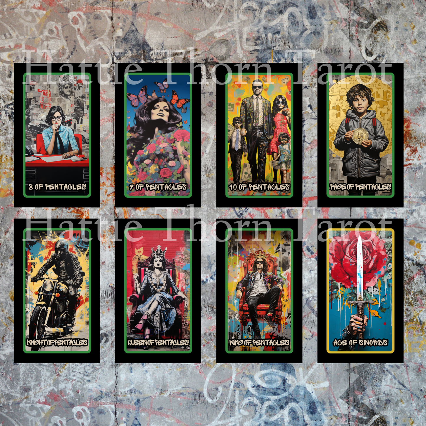 Urban Graffiti Tarot by Hattie Thorn. Original Design 78 Card Deck Based on Rider Waite including Urban Graffiti Tuck Box