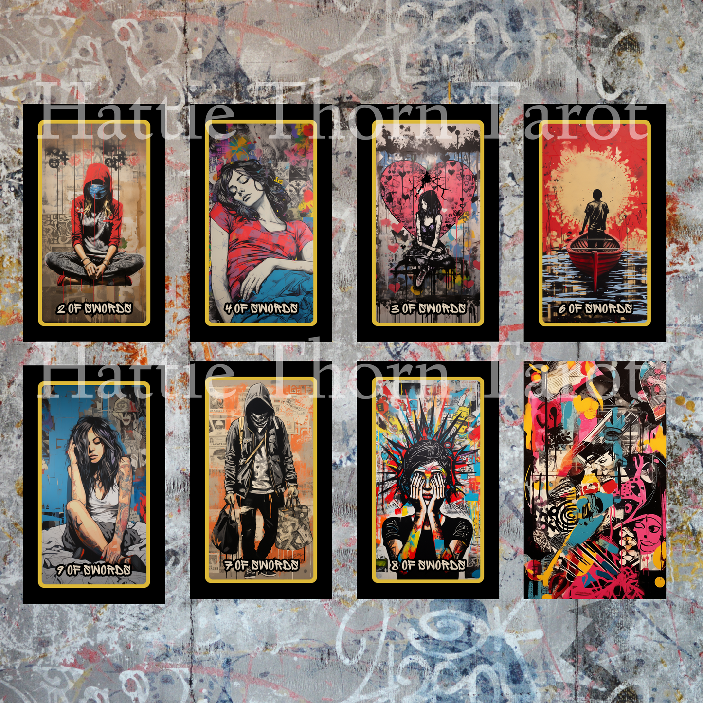 Urban Graffiti Tarot by Hattie Thorn. Original Design 78 Card Deck Based on Rider Waite including Urban Graffiti Tuck Box