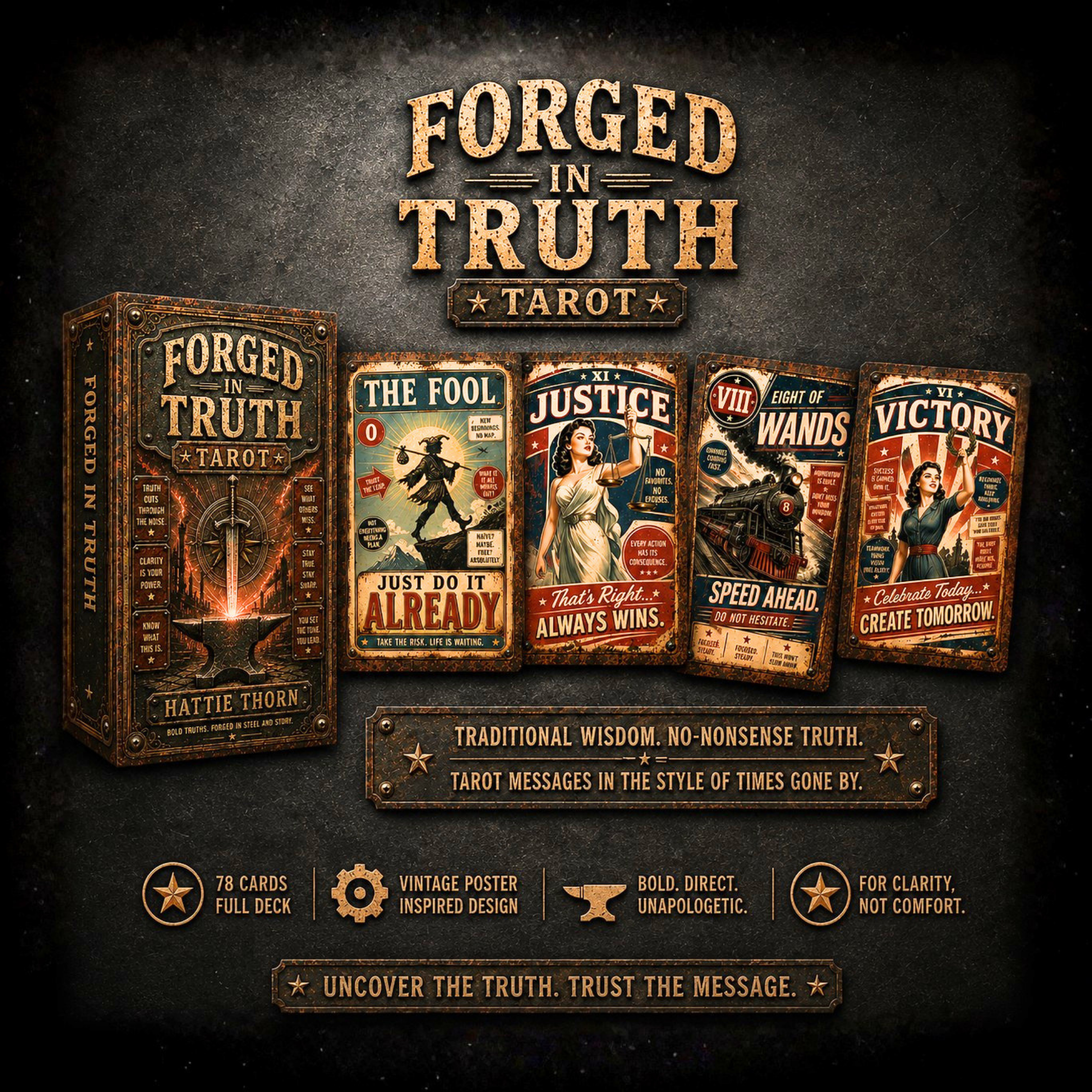 Forged in Truth Tarot ⚙️ Traditional wisdom. No-nonsense truth. Tarot messages in the style of times gone by.