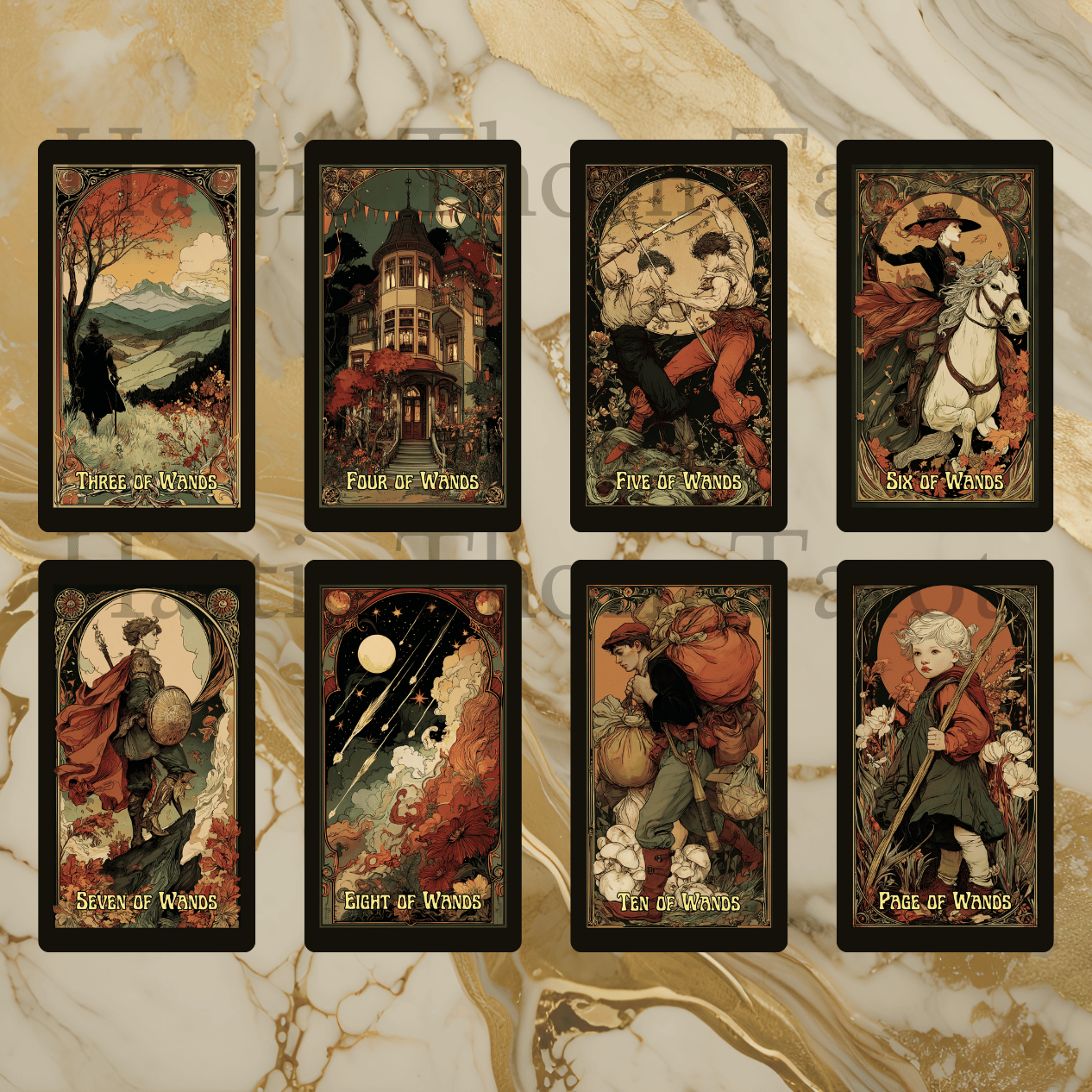 Tarot Nouveau 🌹 A 78-card tarot deck of Art Nouveau elegance, romantic symbolism, and golden-age mysticism.