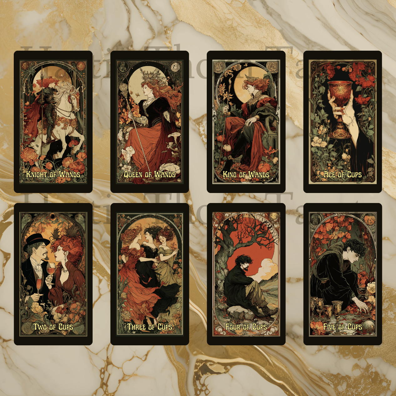 Tarot Nouveau 🌹 A 78-card tarot deck of Art Nouveau elegance, romantic symbolism, and golden-age mysticism.