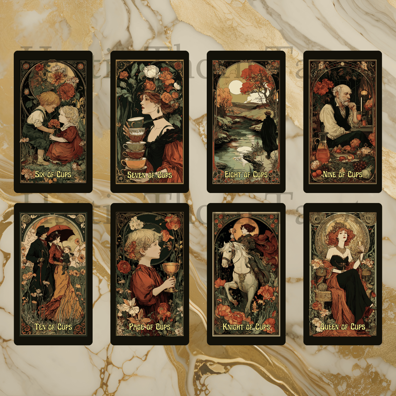 Tarot Nouveau 🌹 A 78-card tarot deck of Art Nouveau elegance, romantic symbolism, and golden-age mysticism.