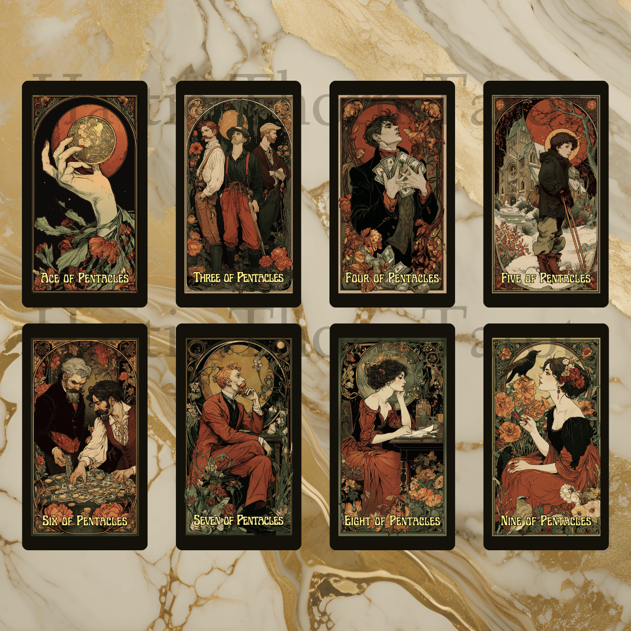 Tarot Nouveau 🌹 A 78-card tarot deck of Art Nouveau elegance, romantic symbolism, and golden-age mysticism.