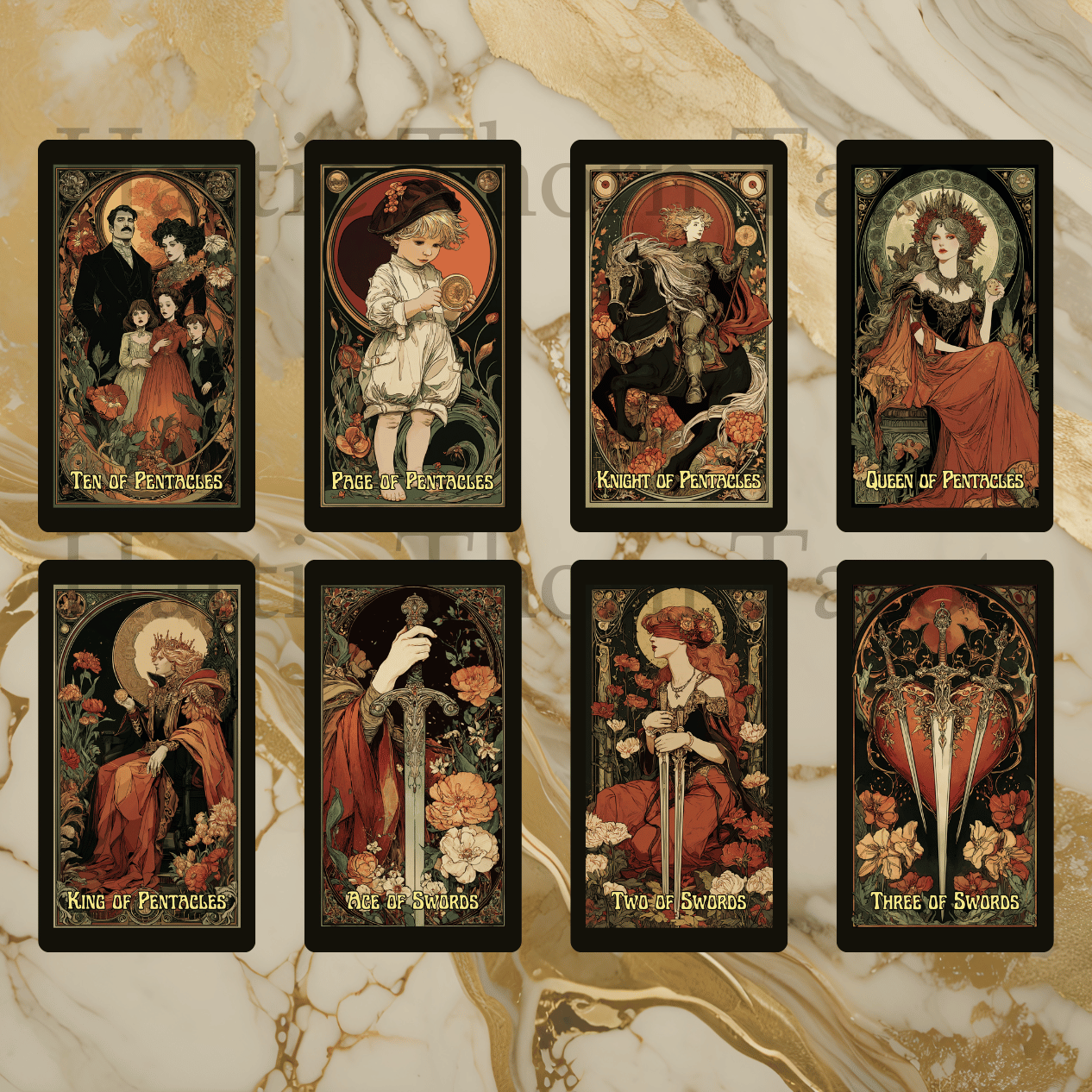 Tarot Nouveau 🌹 A 78-card tarot deck of Art Nouveau elegance, romantic symbolism, and golden-age mysticism.