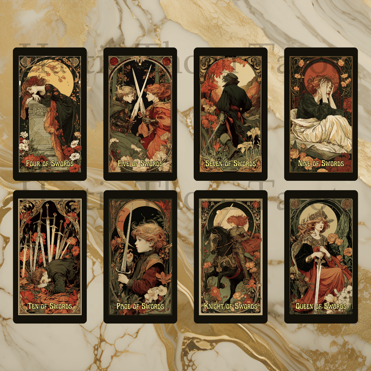 Tarot Nouveau 🌹 A 78-card tarot deck of Art Nouveau elegance, romantic symbolism, and golden-age mysticism.