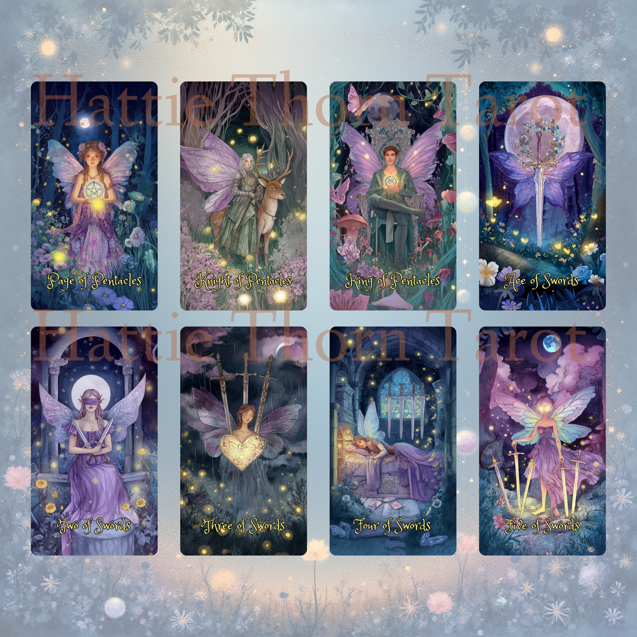 Midnight Fae Tarot 🌙 A 78-card deck woven with twilight wings, gentle shadows, and faerie-born magic.