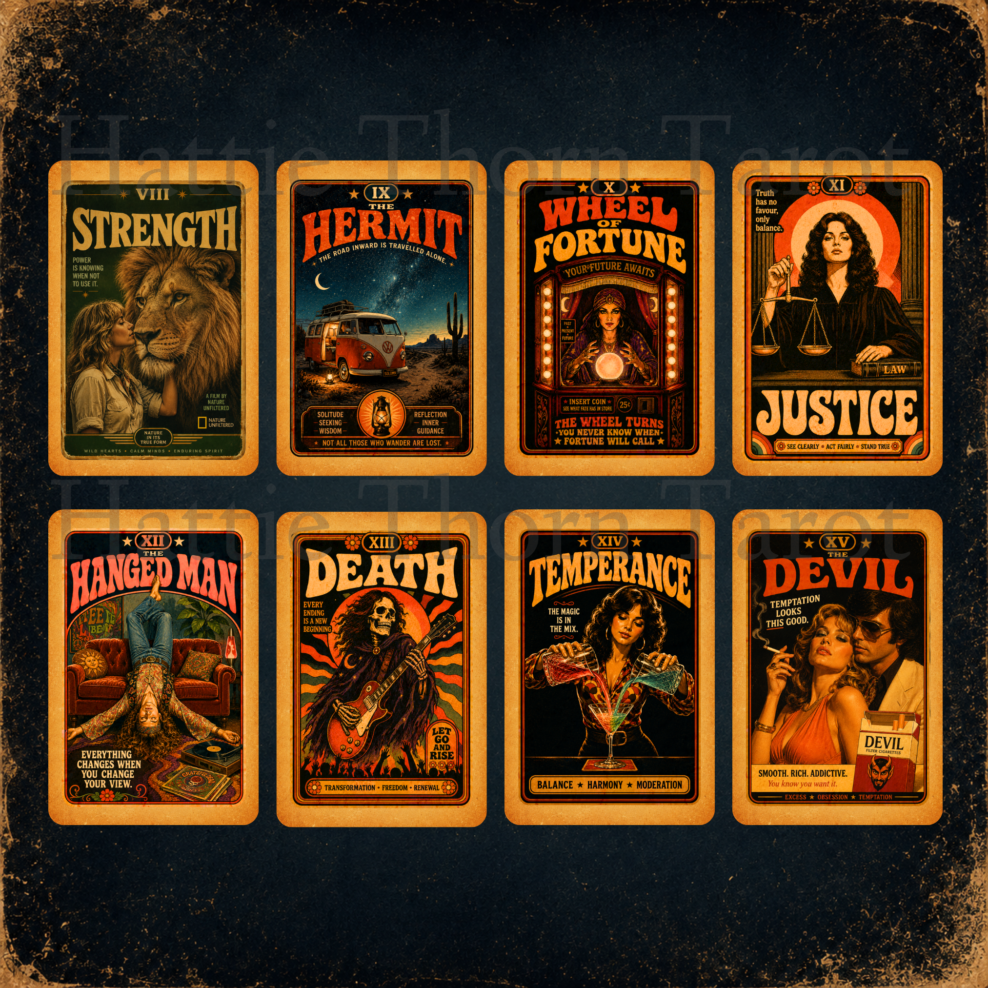 Midnight Press Tarot 🎙️ A vintage press-inspired tarot deck where newspapers, movie posters, magazines, and forgotten stories become the language of divination.