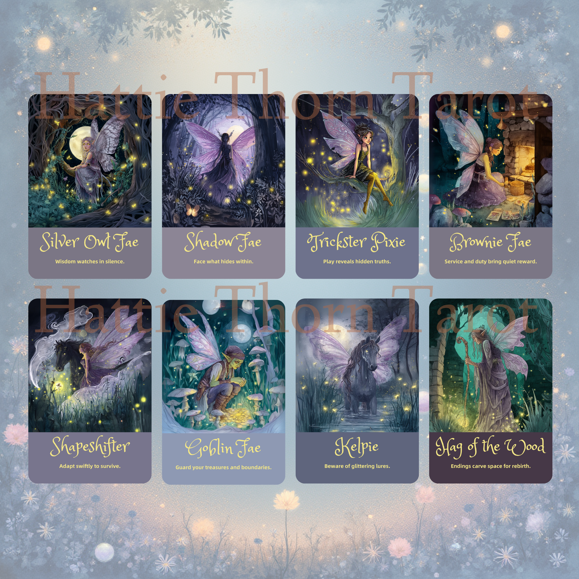 Midnight Fae Oracle 🌙 A 50-card deck of moonlit whispers, faerie magic, and intuitive guidance.