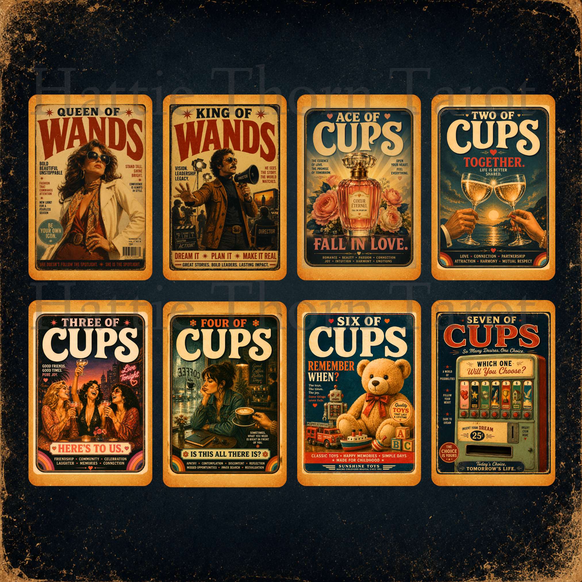 Midnight Press Tarot 🎙️ A vintage press-inspired tarot deck where newspapers, movie posters, magazines, and forgotten stories become the language of divination.
