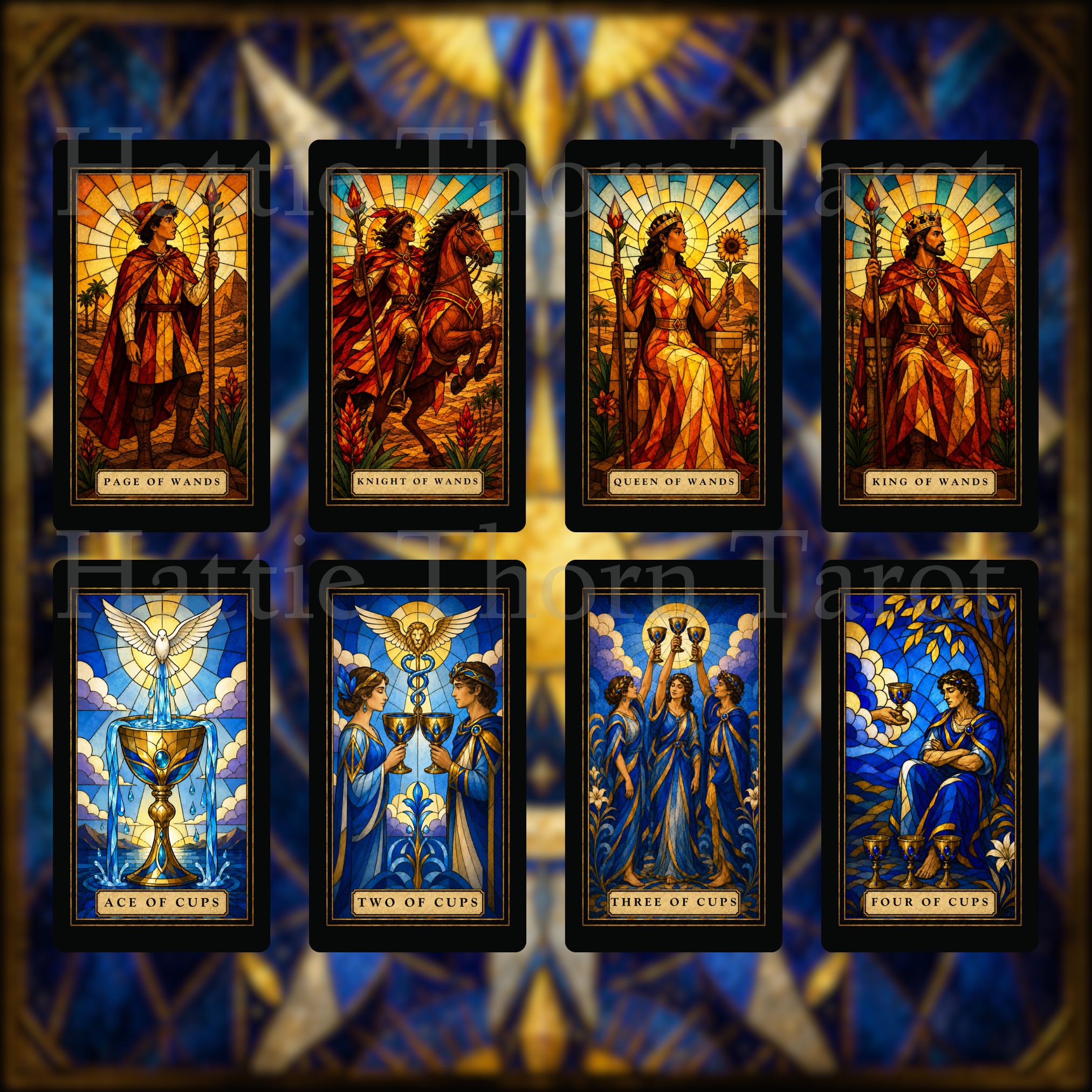 Stained Glass Tarot 💙 Timeless symbolism. Radiant colour. Traditional tarot, illuminated.