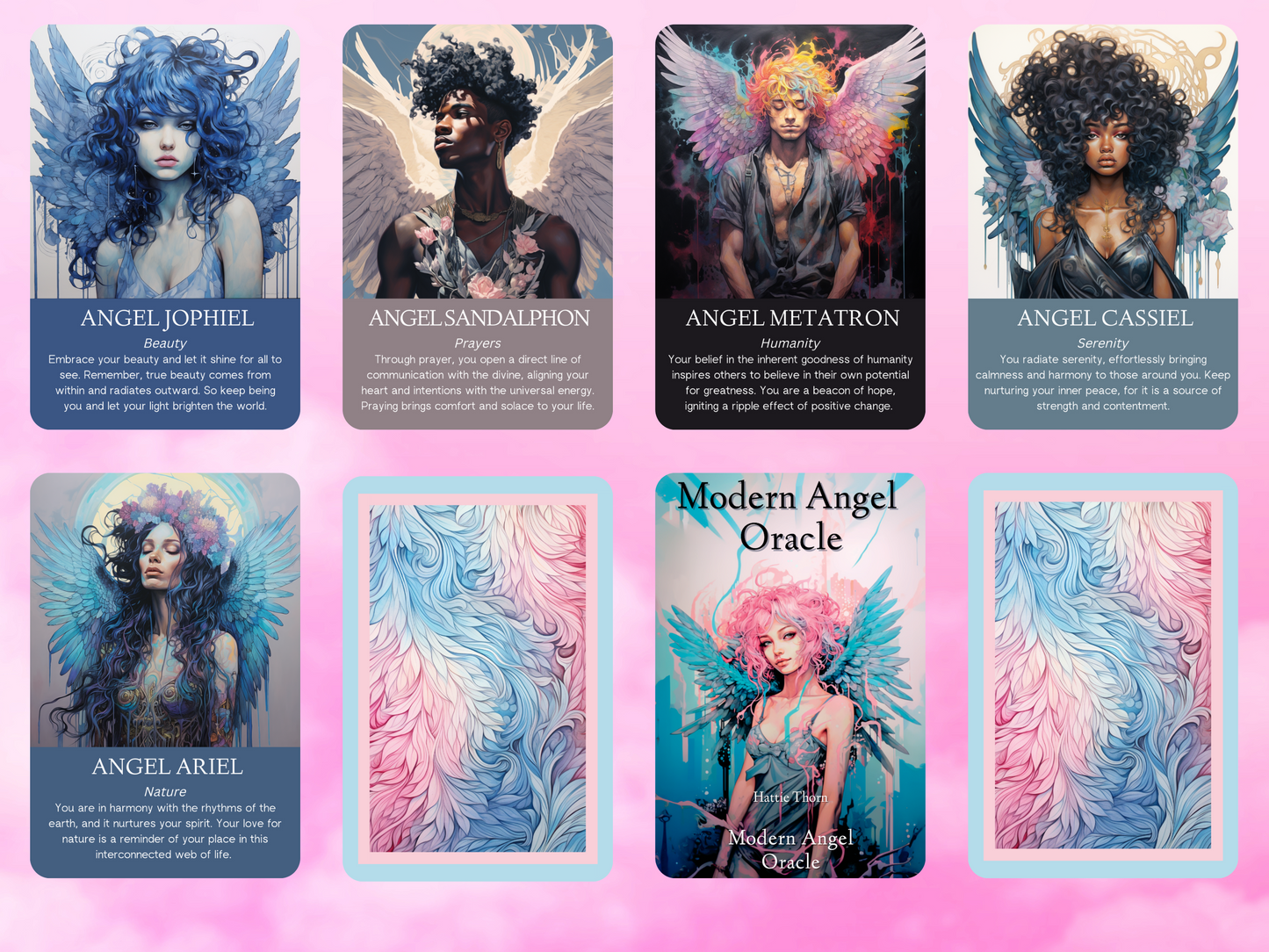 Modern Angel Oracle by Hattie Thorn. Original Design 45 Card Deck Including Modern Angel Oracle Tuck Box