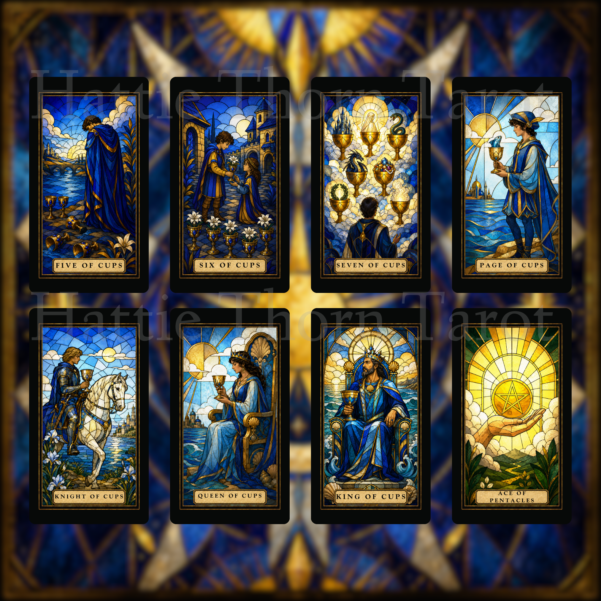 Stained Glass Tarot 💙 Timeless symbolism. Radiant colour. Traditional tarot, illuminated.