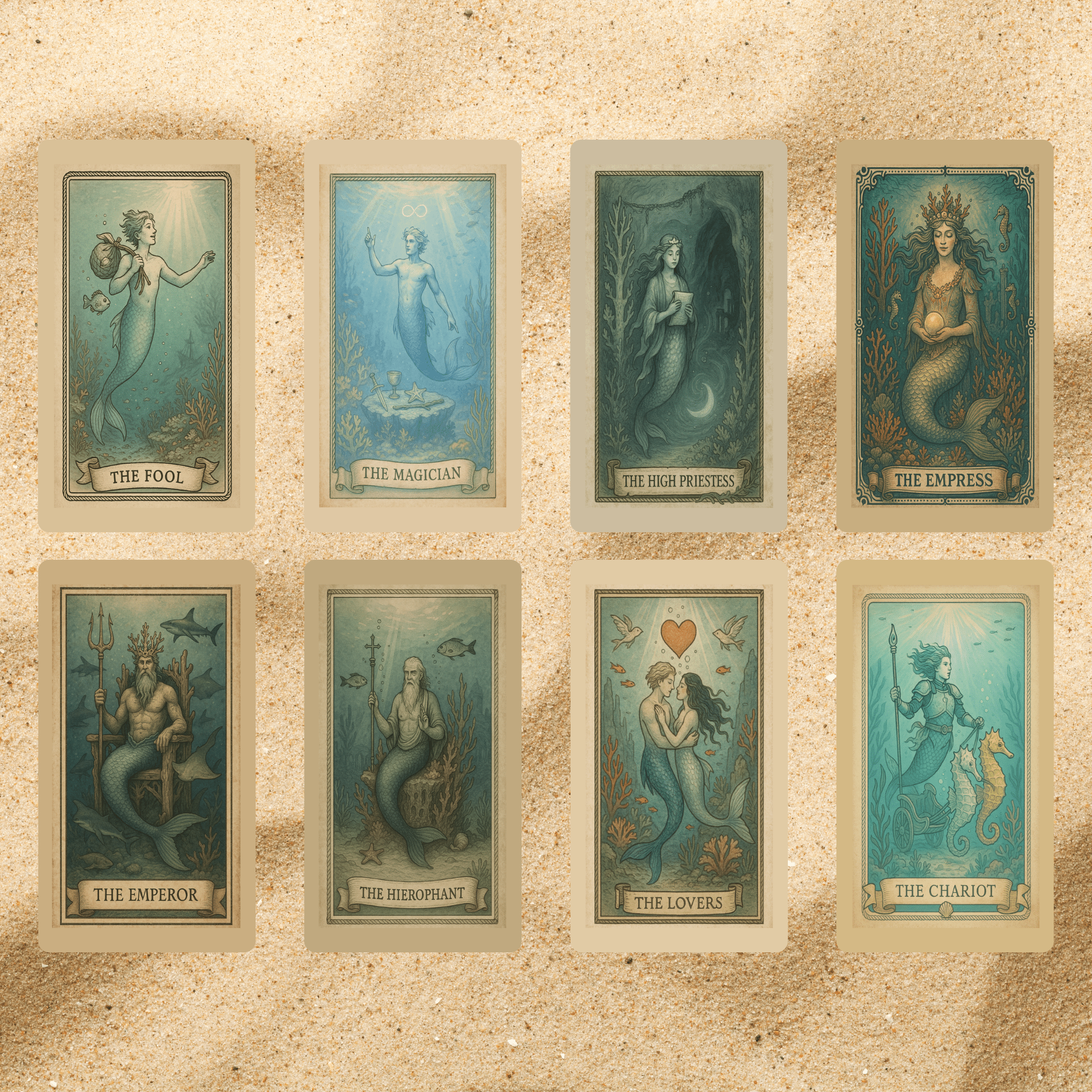 Ancient Tides Tarot ⚓ A 78 - card relic of sea - slick stories, coral crowns, and rope - bound intuition - Hattie Thorn Tarot