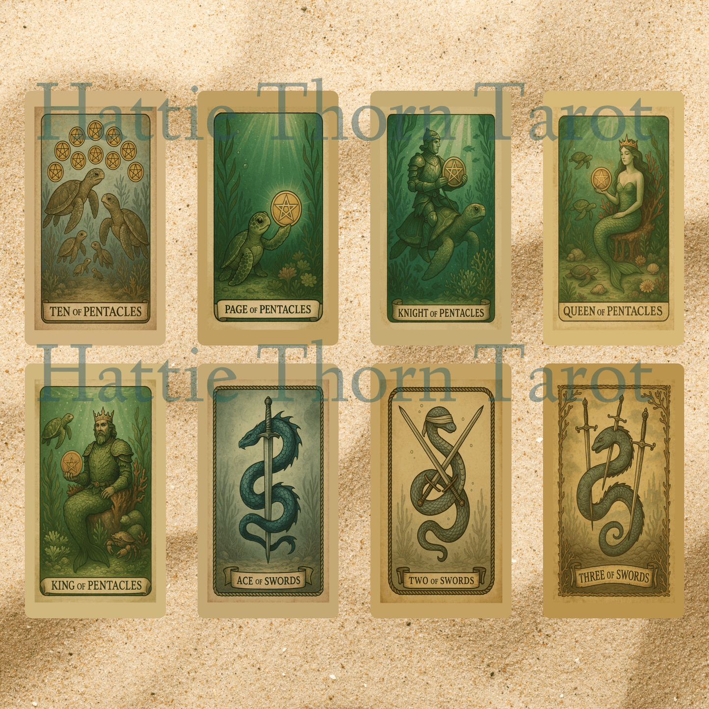 Ancient Tides Tarot ⚓ A 78 - card relic of sea - slick stories, coral crowns, and rope - bound intuition - Hattie Thorn Tarot