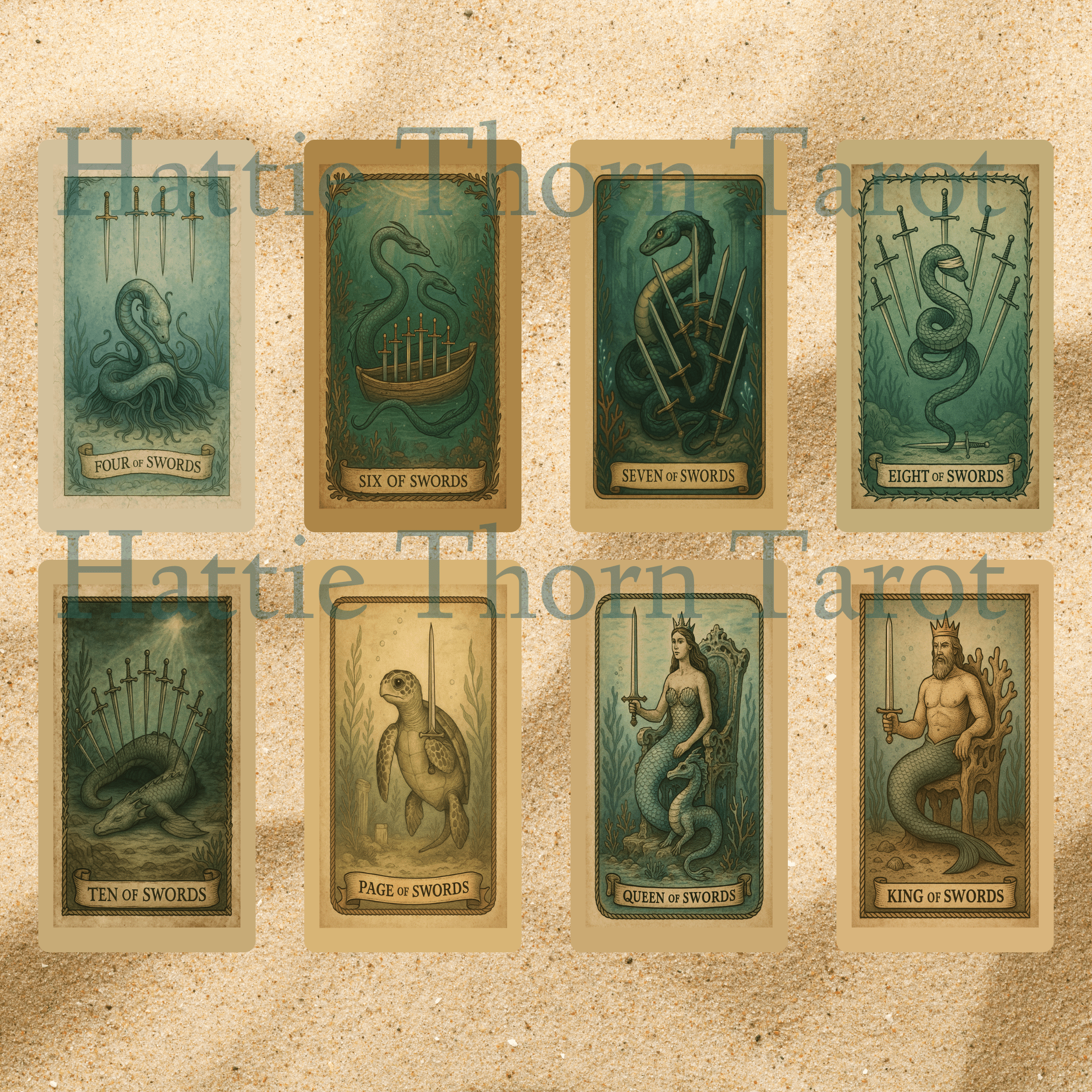 Ancient Tides Tarot ⚓ A 78 - card relic of sea - slick stories, coral crowns, and rope - bound intuition - Hattie Thorn Tarot