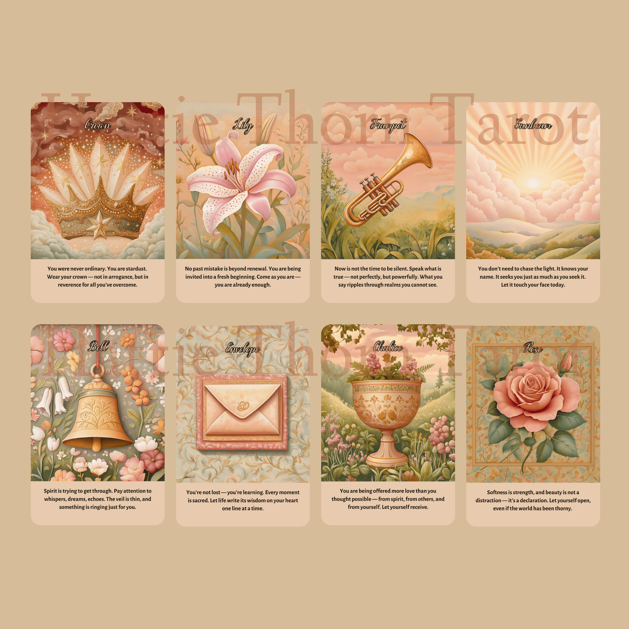 Angelic Bloom Oracle 👼 50 Angelic Insight Cards for Spiritual Connection - Hattie Thorn Tarot