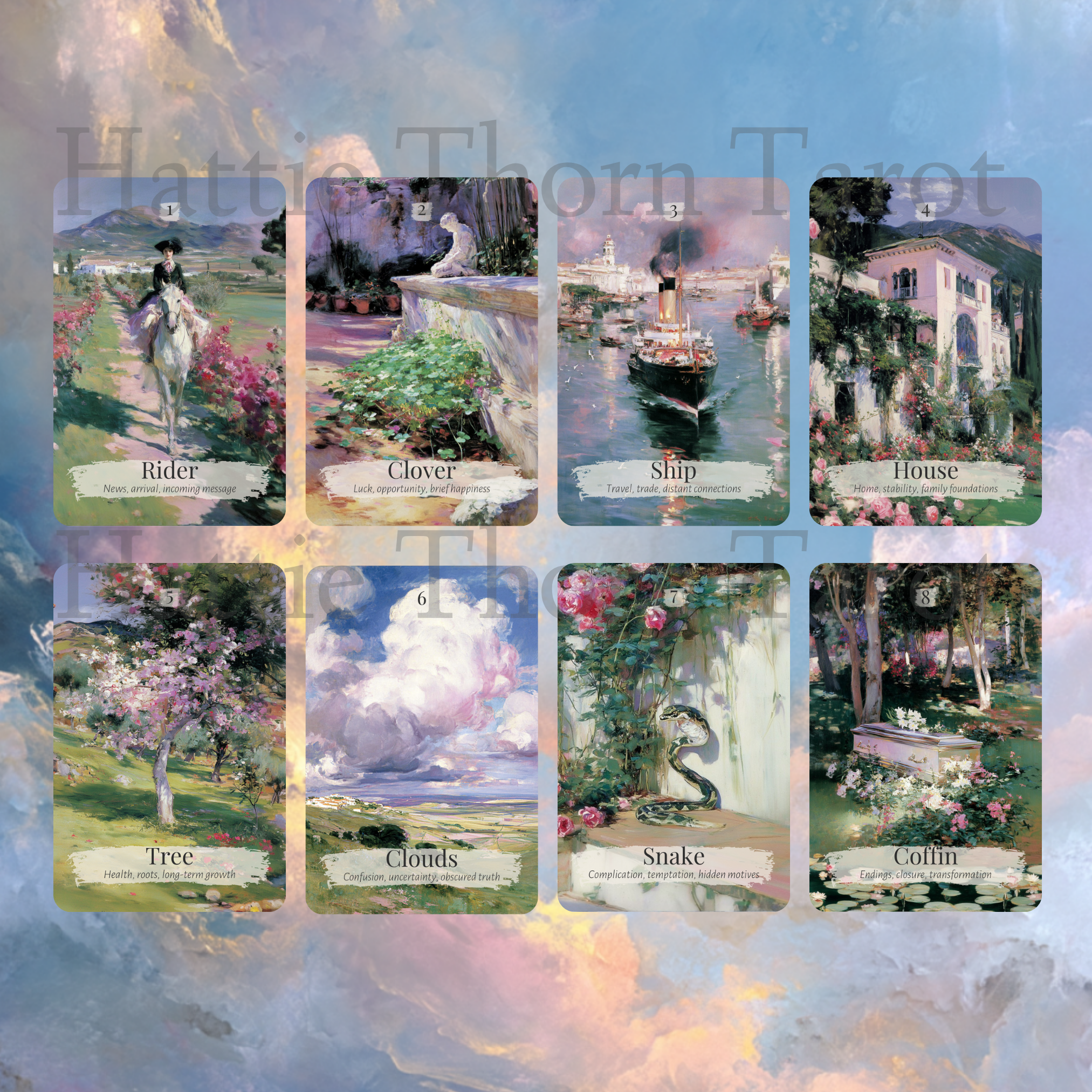 Belle Lumière Lenormand 🌤️ A 45 - card expanded Lenormand deck inspired by the romance and elegance of the Belle Époque - Hattie Thorn Tarot