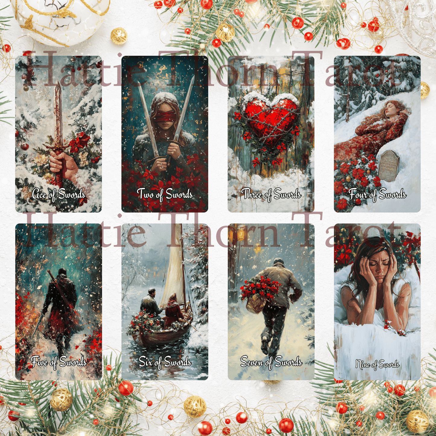 Christmas Spirit Tarot 🎄 A 78 - card holiday deck of joy, insight, and magical seasonal guidance - Hattie Thorn Tarot