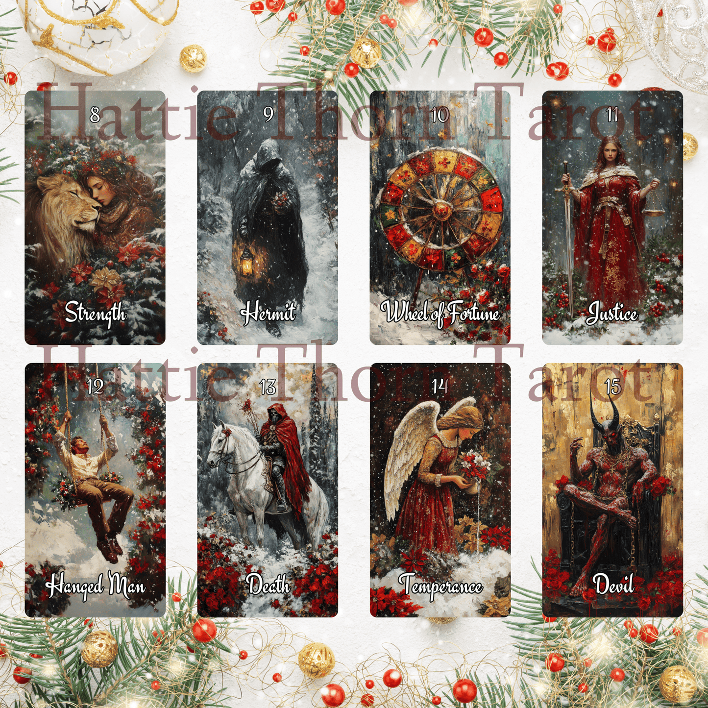 Christmas Spirit Tarot 🎄 A 78 - card holiday deck of joy, insight, and magical seasonal guidance - Hattie Thorn Tarot