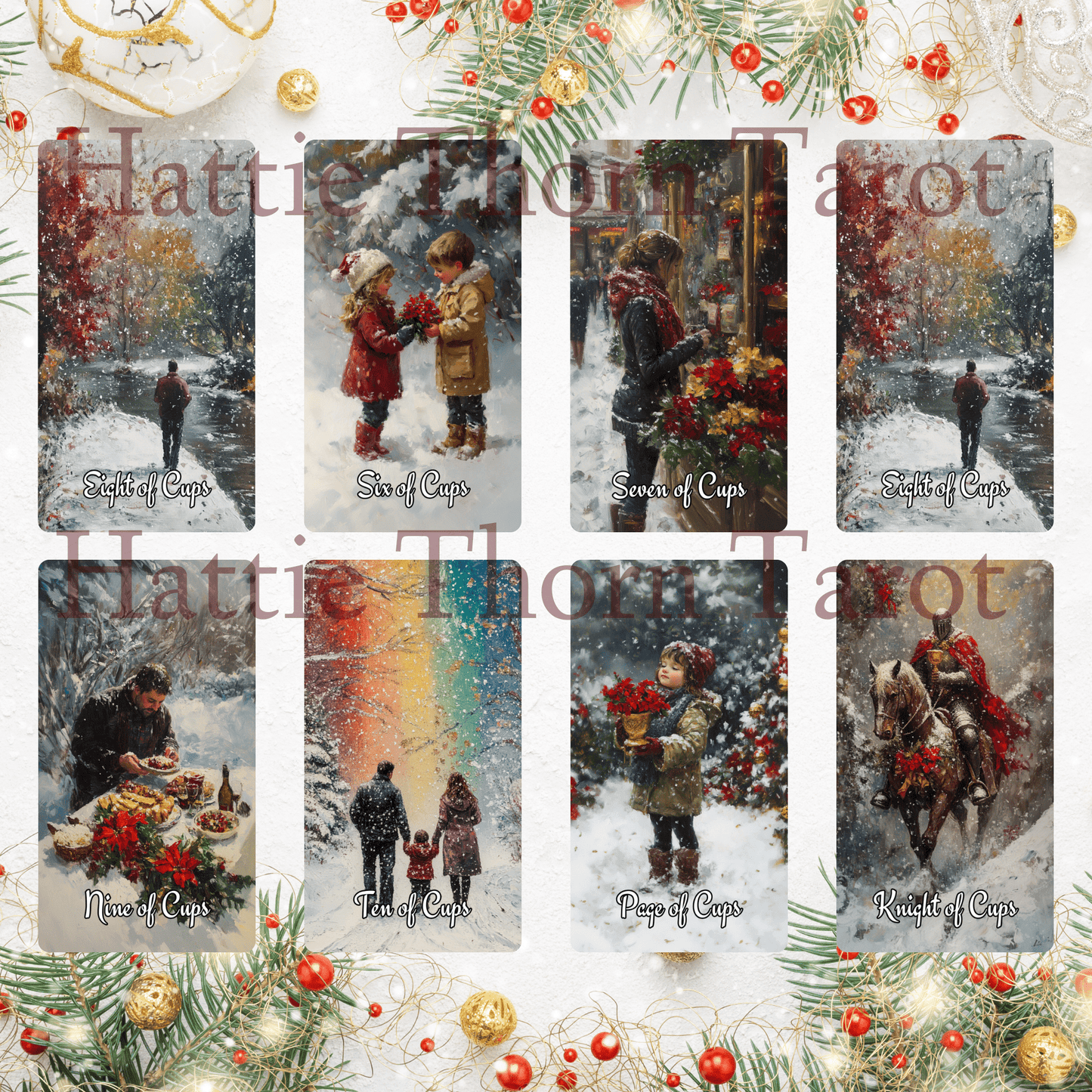 Christmas Spirit Tarot 🎄 A 78 - card holiday deck of joy, insight, and magical seasonal guidance - Hattie Thorn Tarot