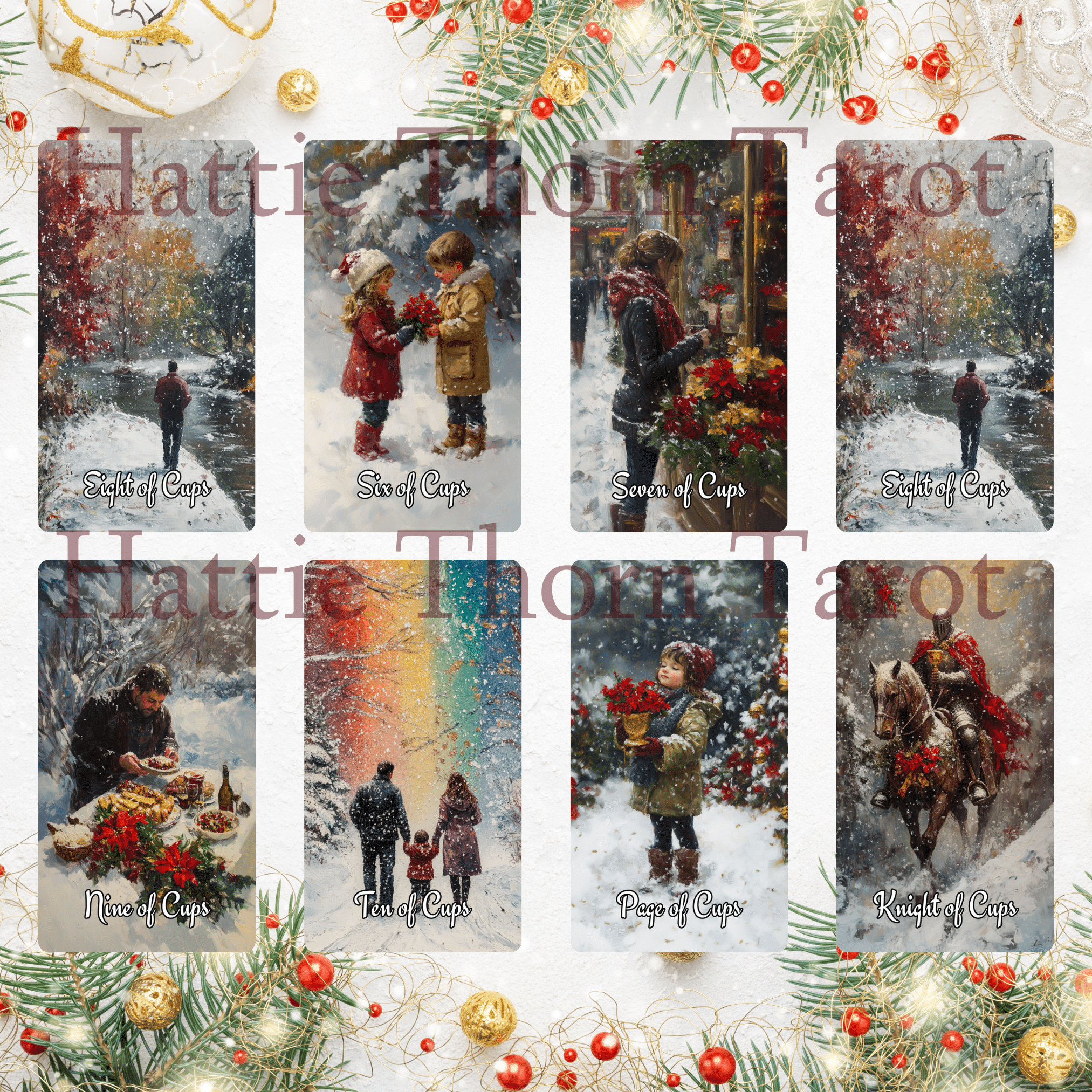 Christmas Spirit Tarot 🎄 A 78 - card holiday deck of joy, insight, and magical seasonal guidance - Hattie Thorn Tarot