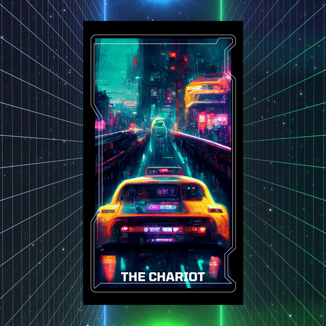 CyberTarot 🧬 Traditional tarot meets neon - soaked future in this bold cyberpunk deck. - Hattie Thorn Tarot