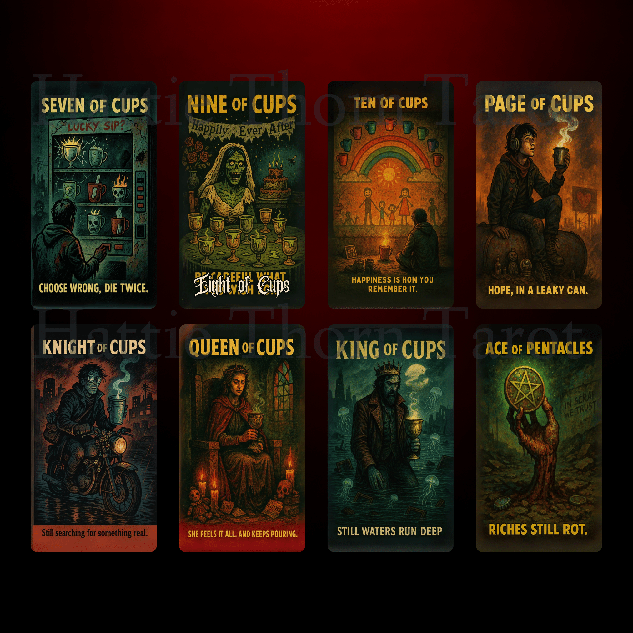 Deck of the Undead 🧠 A 1950s B - movie tarot deck where the apocalypse is low - budget... but high drama. - Hattie Thorn Tarot