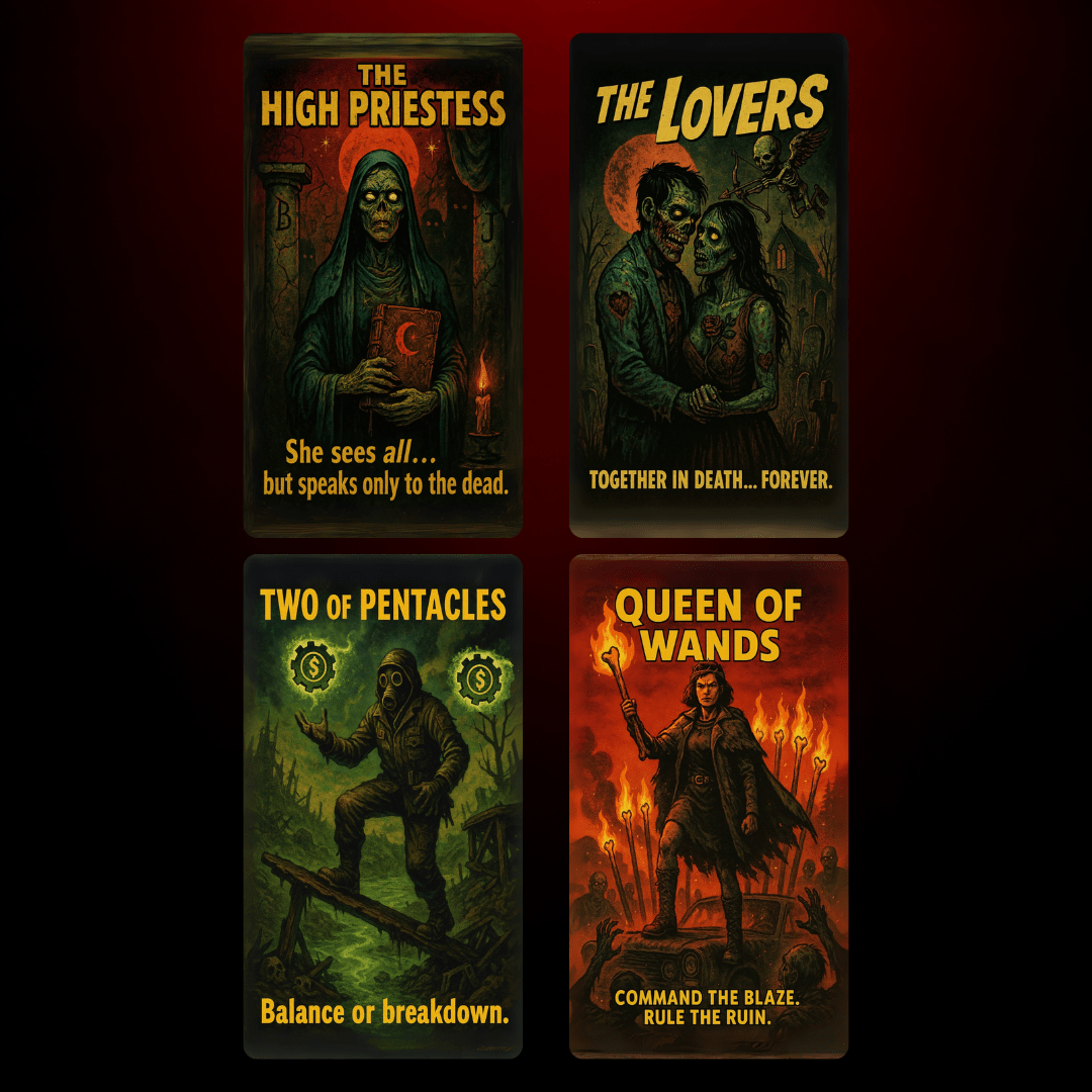 Deck of the Undead 🧠 A 1950s B - movie tarot deck where the apocalypse is low - budget... but high drama. - Hattie Thorn Tarot