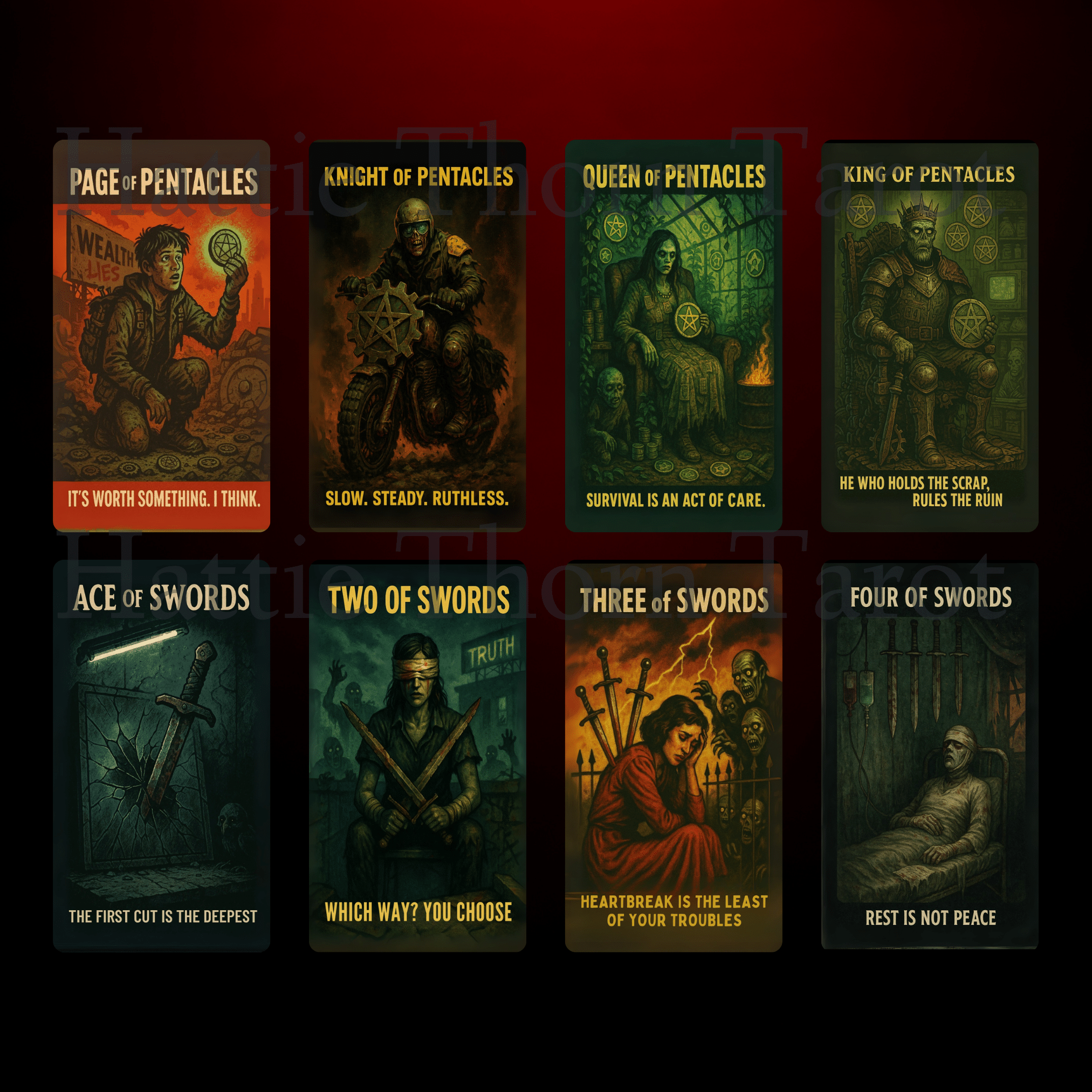 Deck of the Undead 🧠 A 1950s B - movie tarot deck where the apocalypse is low - budget... but high drama. - Hattie Thorn Tarot