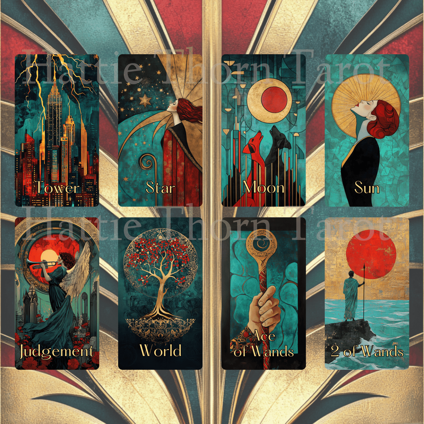 Divine Deco Tarot ✨ A 78 - card Art Deco deck where velvet shadows meet golden truth - Hattie Thorn Tarot