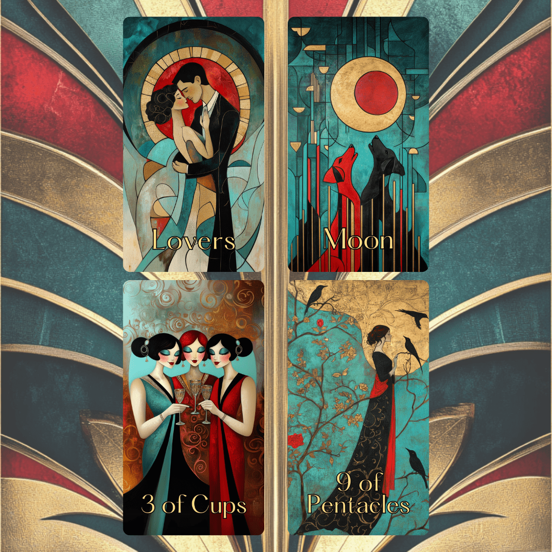 Divine Deco Tarot ✨ A 78 - card Art Deco deck where velvet shadows meet golden truth - Hattie Thorn Tarot