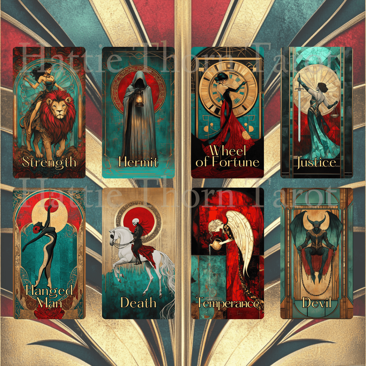 Divine Deco Tarot ✨ A 78 - card Art Deco deck where velvet shadows meet golden truth - Hattie Thorn Tarot