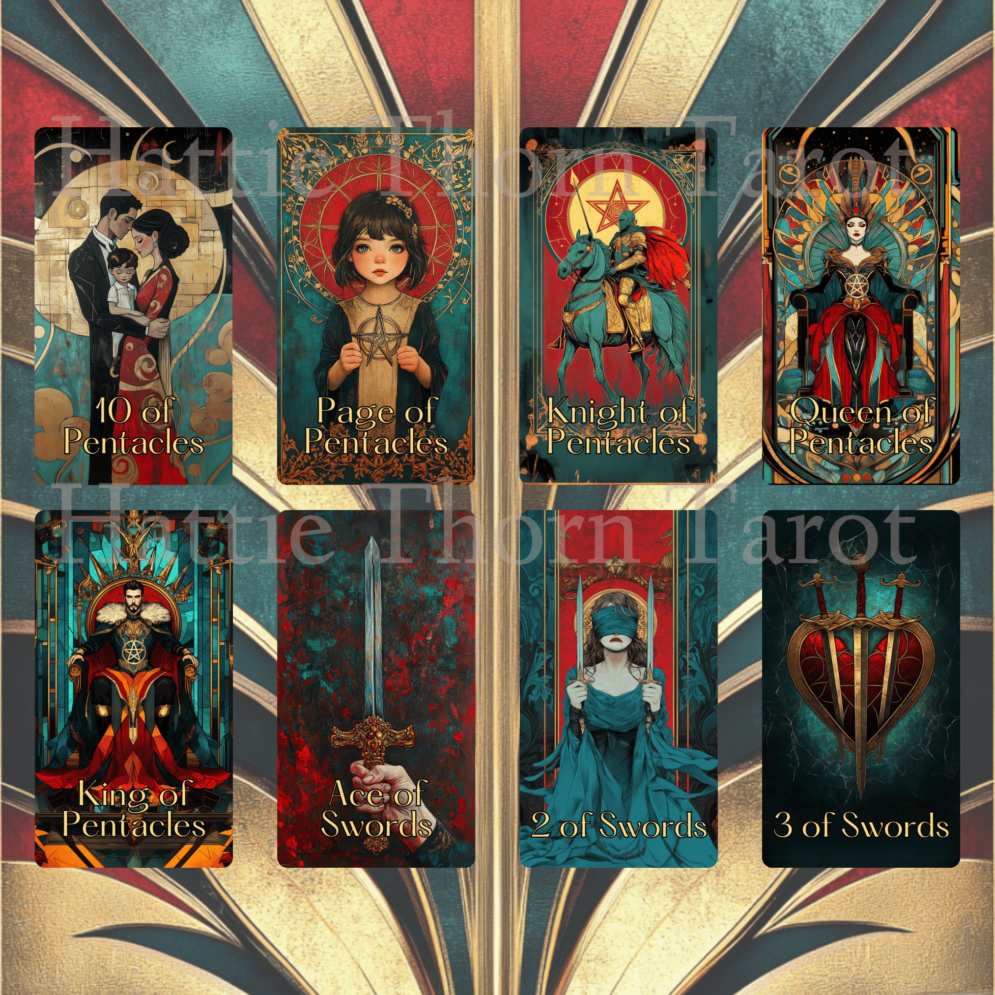 Divine Deco Tarot ✨ A 78 - card Art Deco deck where velvet shadows meet golden truth - Hattie Thorn Tarot