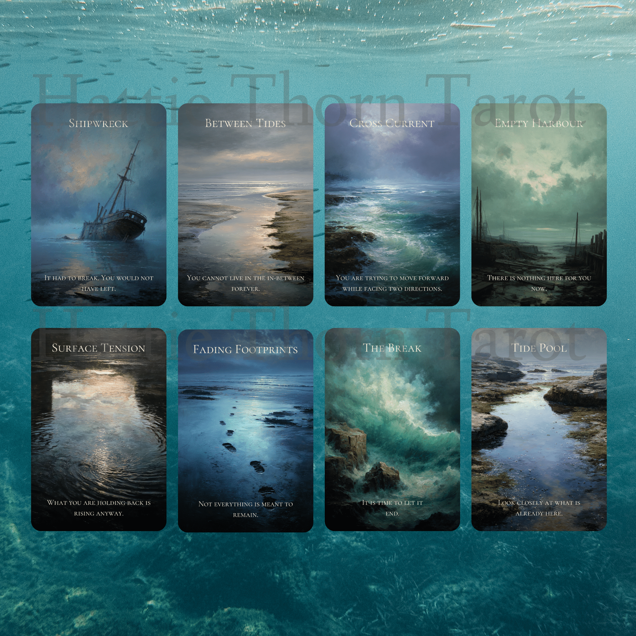 Enchanted Shores Oracle 🌊 A truth - speaking ocean oracle deck of tides, release, and quiet emotional clarity - Hattie Thorn Tarot