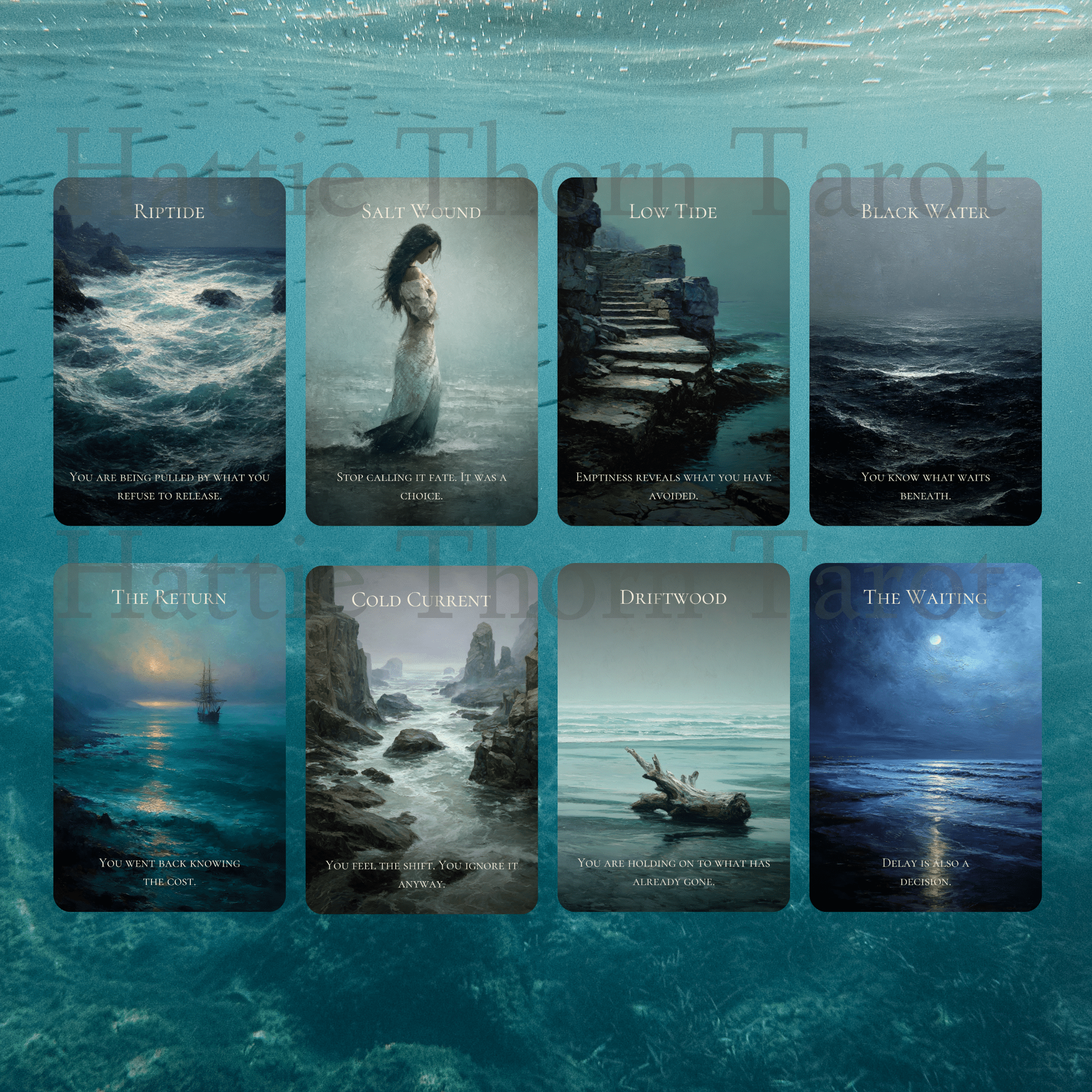 Enchanted Shores Oracle 🌊 A truth - speaking ocean oracle deck of tides, release, and quiet emotional clarity - Hattie Thorn Tarot
