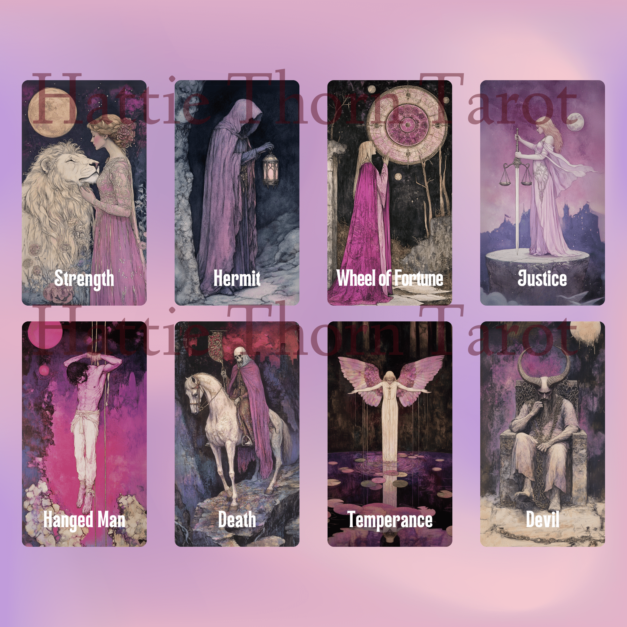 Enchanted Veil Tarot & Oracle Bundle 👁🗨 A delicate 2 - deck set of pastel insight, hidden truths, and gentle enchantment - Hattie Thorn Tarot
