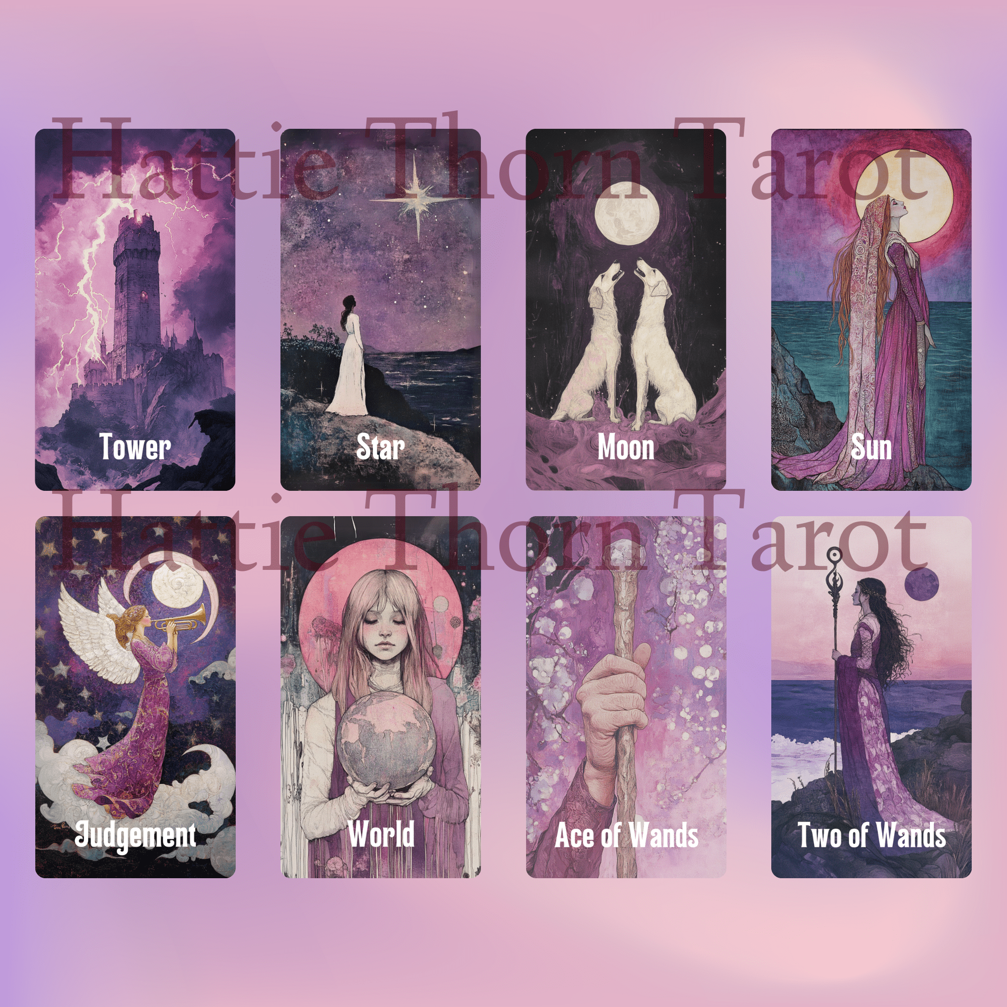 Enchanted Veil Tarot & Oracle Bundle 👁🗨 A delicate 2 - deck set of pastel insight, hidden truths, and gentle enchantment - Hattie Thorn Tarot