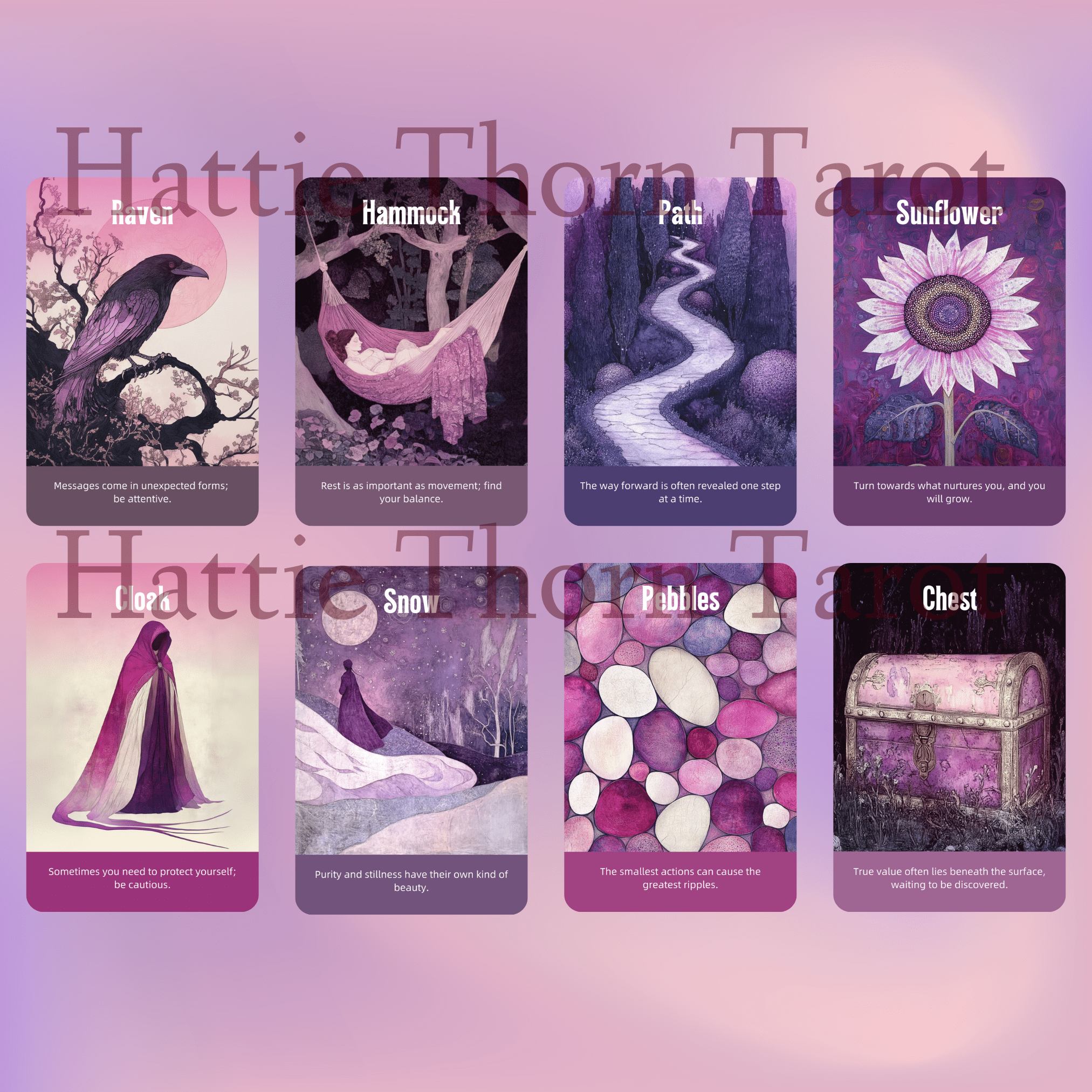 Enchanted Veil Tarot & Oracle Bundle 👁🗨 A delicate 2 - deck set of pastel insight, hidden truths, and gentle enchantment - Hattie Thorn Tarot