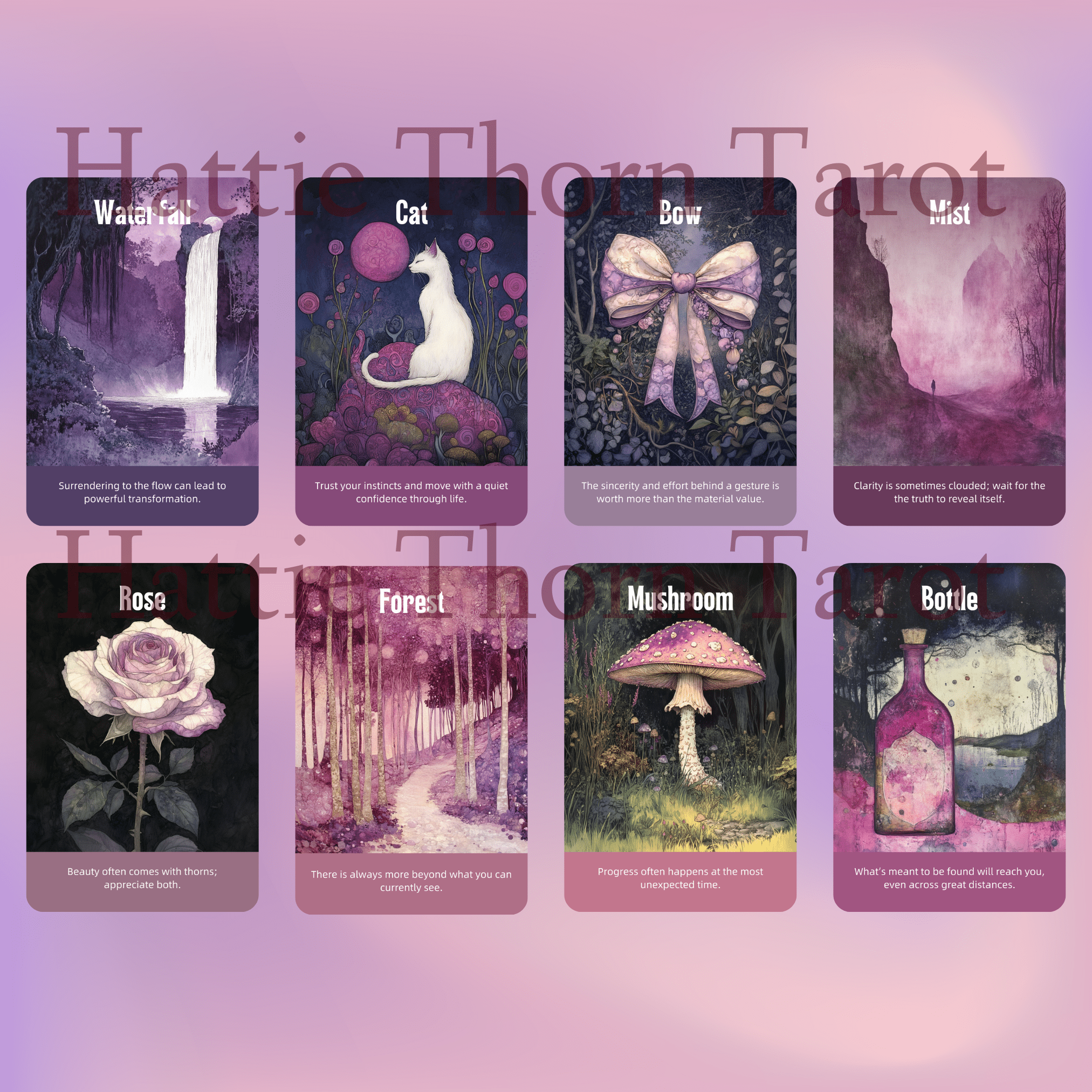 Enchanted Veil Tarot & Oracle Bundle 👁🗨 A delicate 2 - deck set of pastel insight, hidden truths, and gentle enchantment - Hattie Thorn Tarot