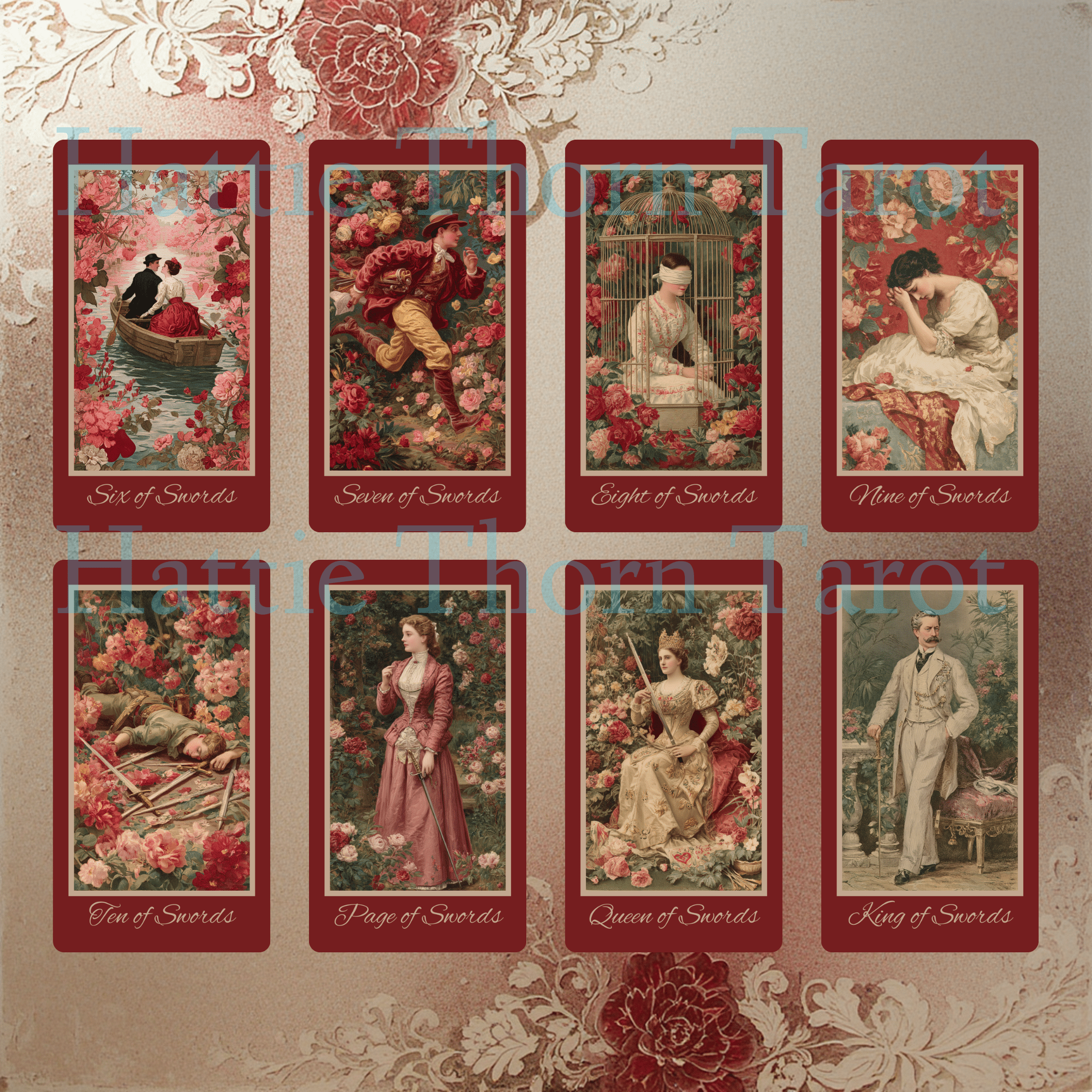 Hearts of Devotion Tarot ❤️ A vintage - inspired tarot deck steeped in romance, longing, and Victorian sentiment - Hattie Thorn Tarot