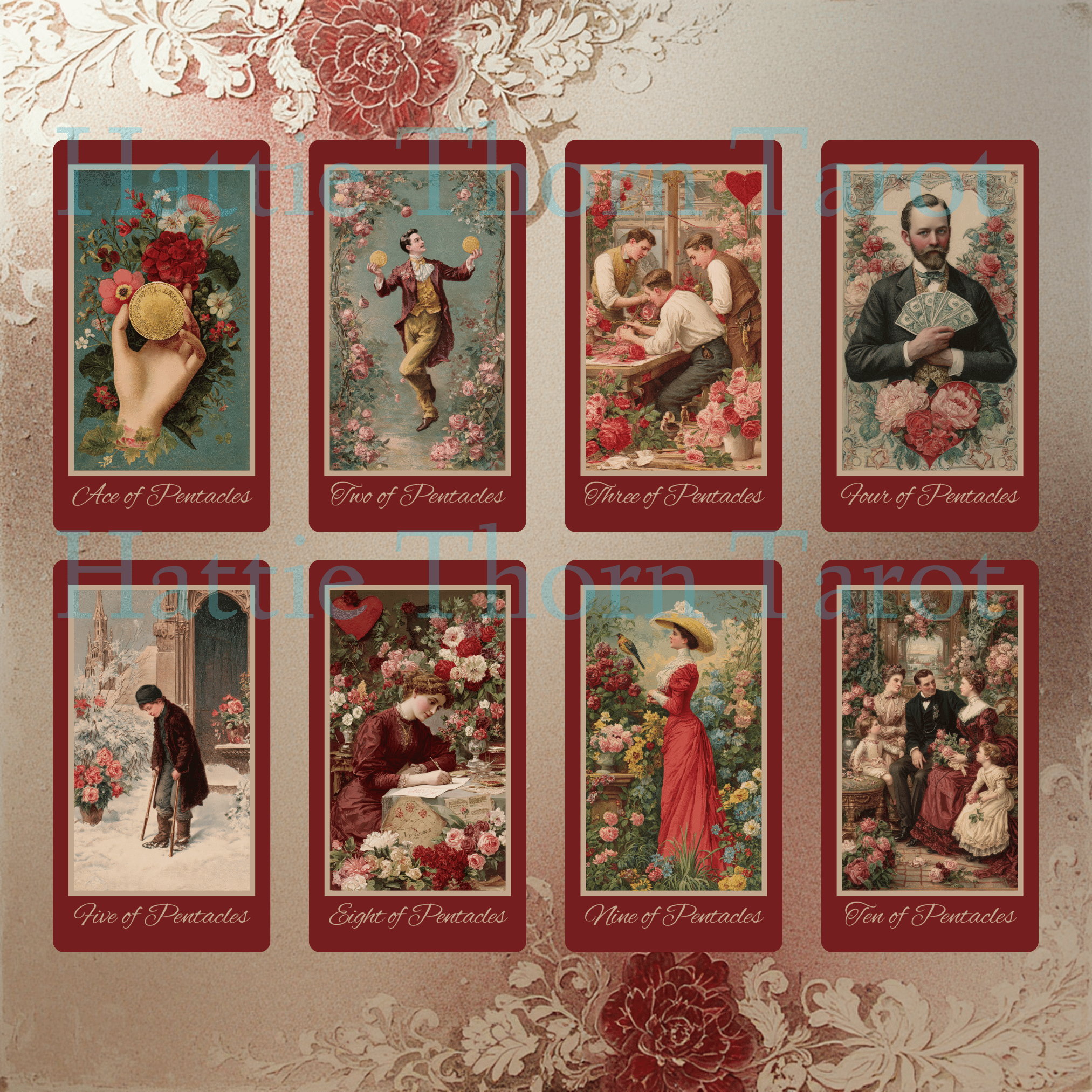 Hearts of Devotion Tarot ❤️ A vintage - inspired tarot deck steeped in romance, longing, and Victorian sentiment - Hattie Thorn Tarot