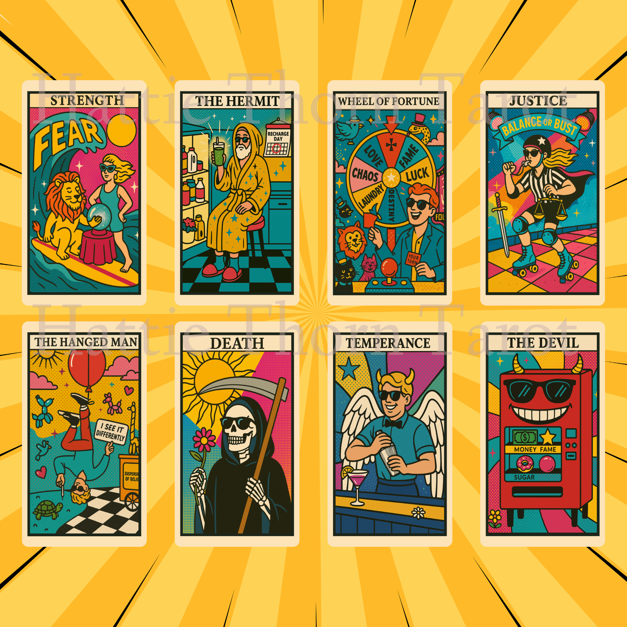 Kitsch Pop Tarot & Oracle Bundle 🛼 A neon - drenched 2 - deck bundle of bubblegum wisdom, retro chaos, and diner - fueled divination - Hattie Thorn Tarot