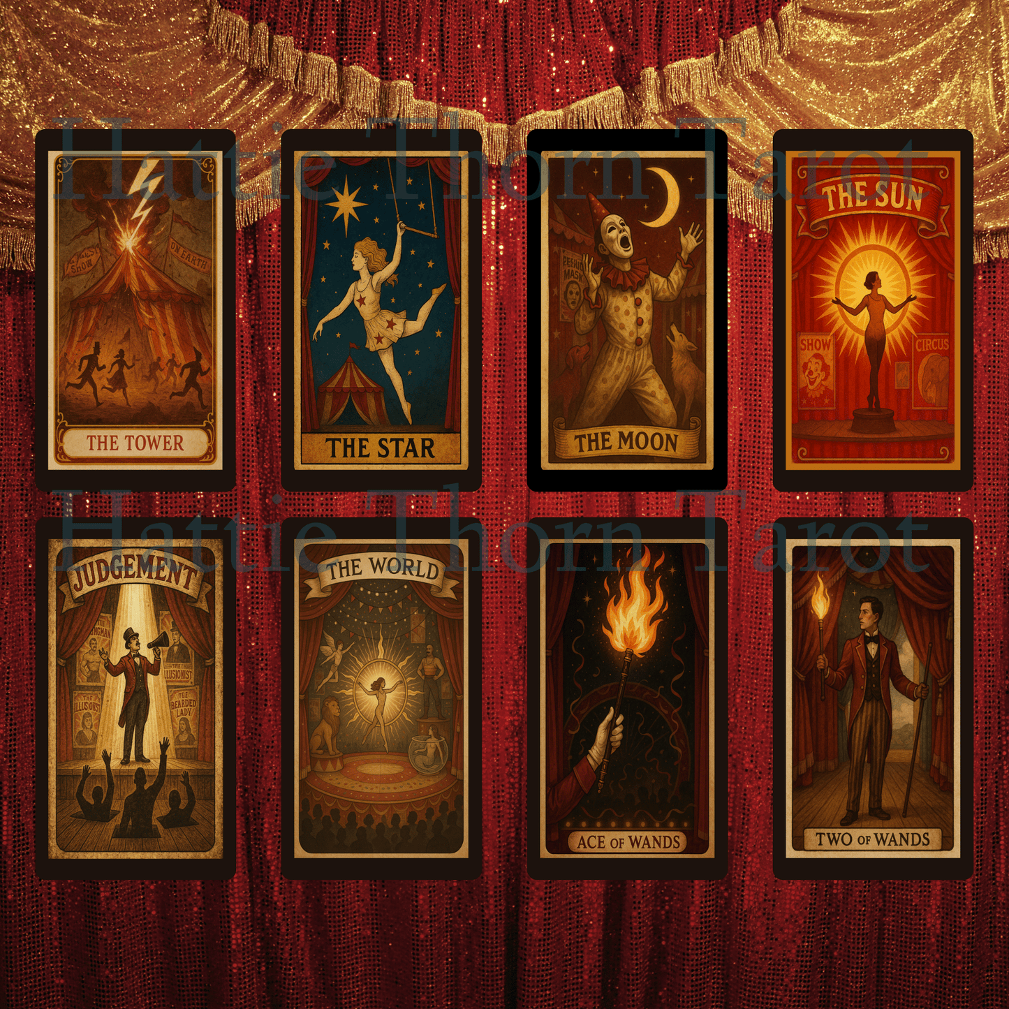Madame Fortuna: Secrets Revealed 🎪 A tarot deck of circus mystery, glittering grit, and psychic spectacle - Hattie Thorn Tarot