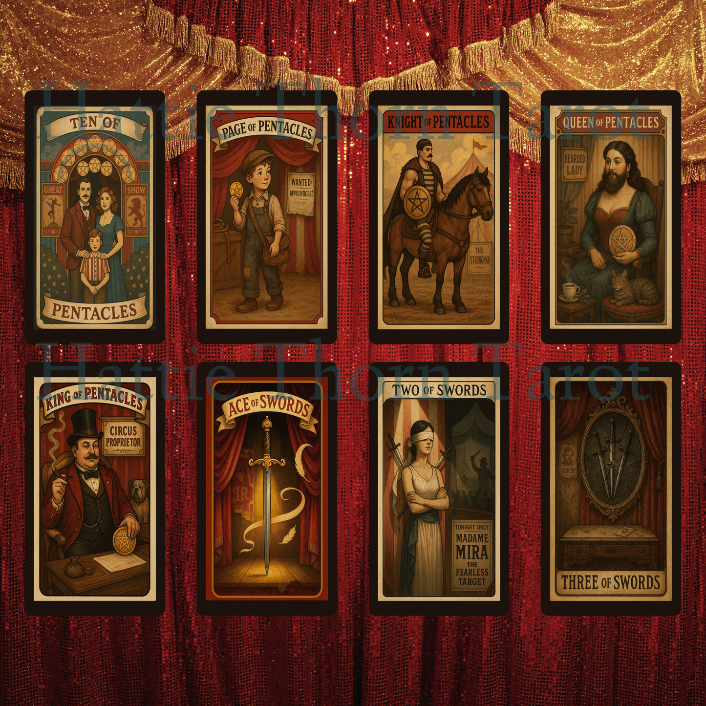 Madame Fortuna: Secrets Revealed 🎪 A tarot deck of circus mystery, glittering grit, and psychic spectacle - Hattie Thorn Tarot