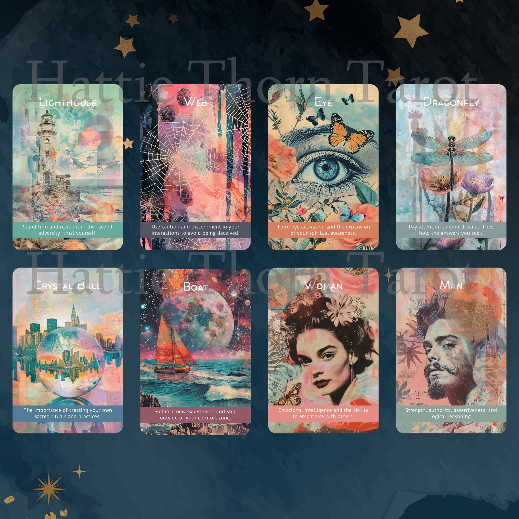 Magic Mosaic Tarot & Oracle Bundle 🧩 A whimsical 2 - deck collage - style set of intuition, wonder, and inner wisdom - Hattie Thorn Tarot